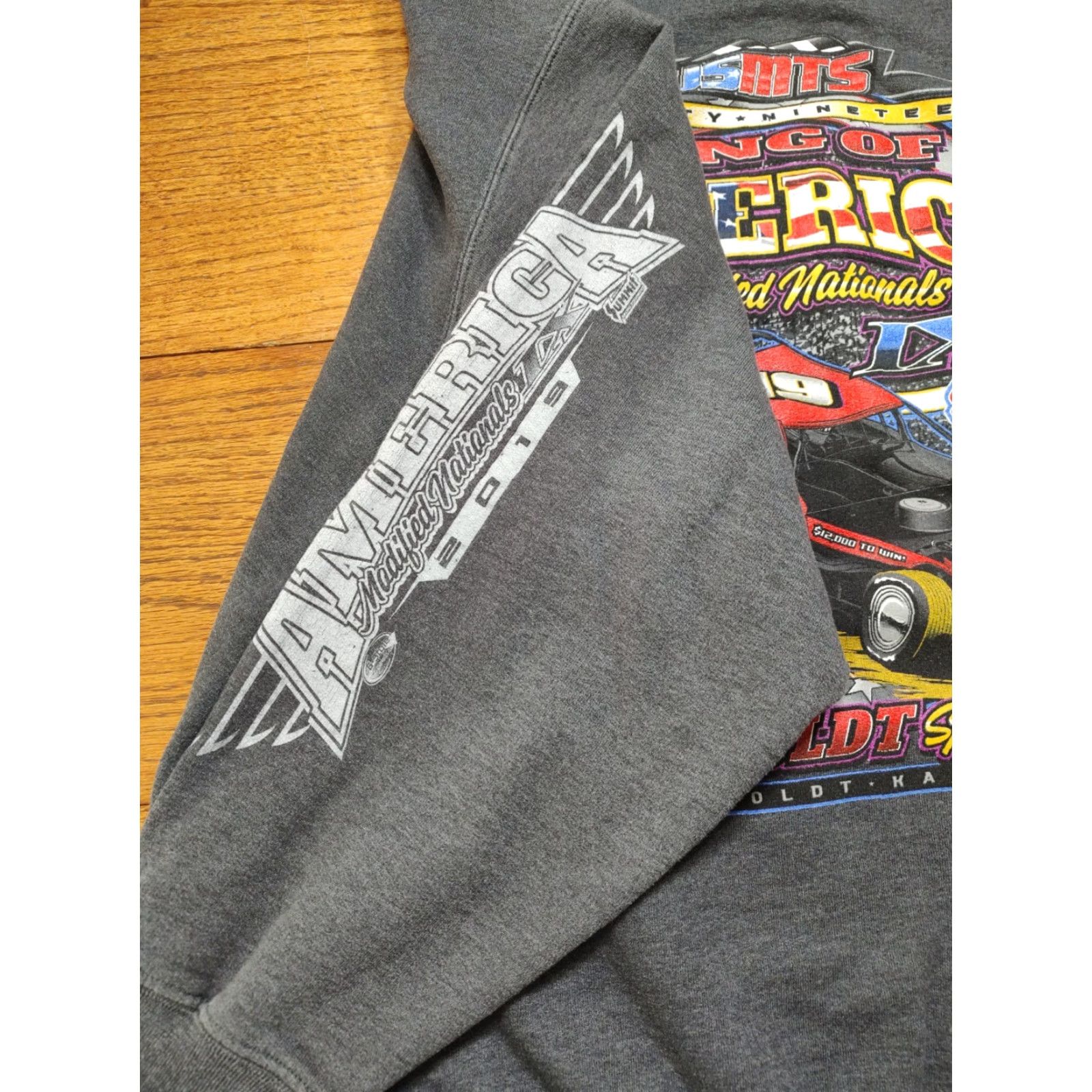 Port & Company Dirt Track Speedway Racing Hoodie Mens XL Gray USMTS MN Modified Nationals Size US XL / EU 56 / 4 - 6 Thumbnail