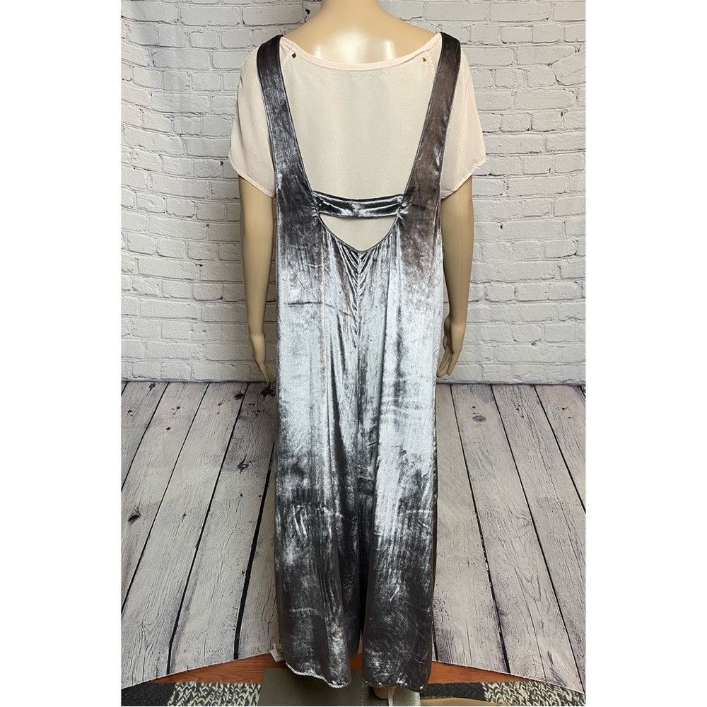 Anthropologie NWT New $148 Maeve Monique Velvet Silver Jumpsuit Size L Size 36" / US 14 / IT 50 - 5 Thumbnail