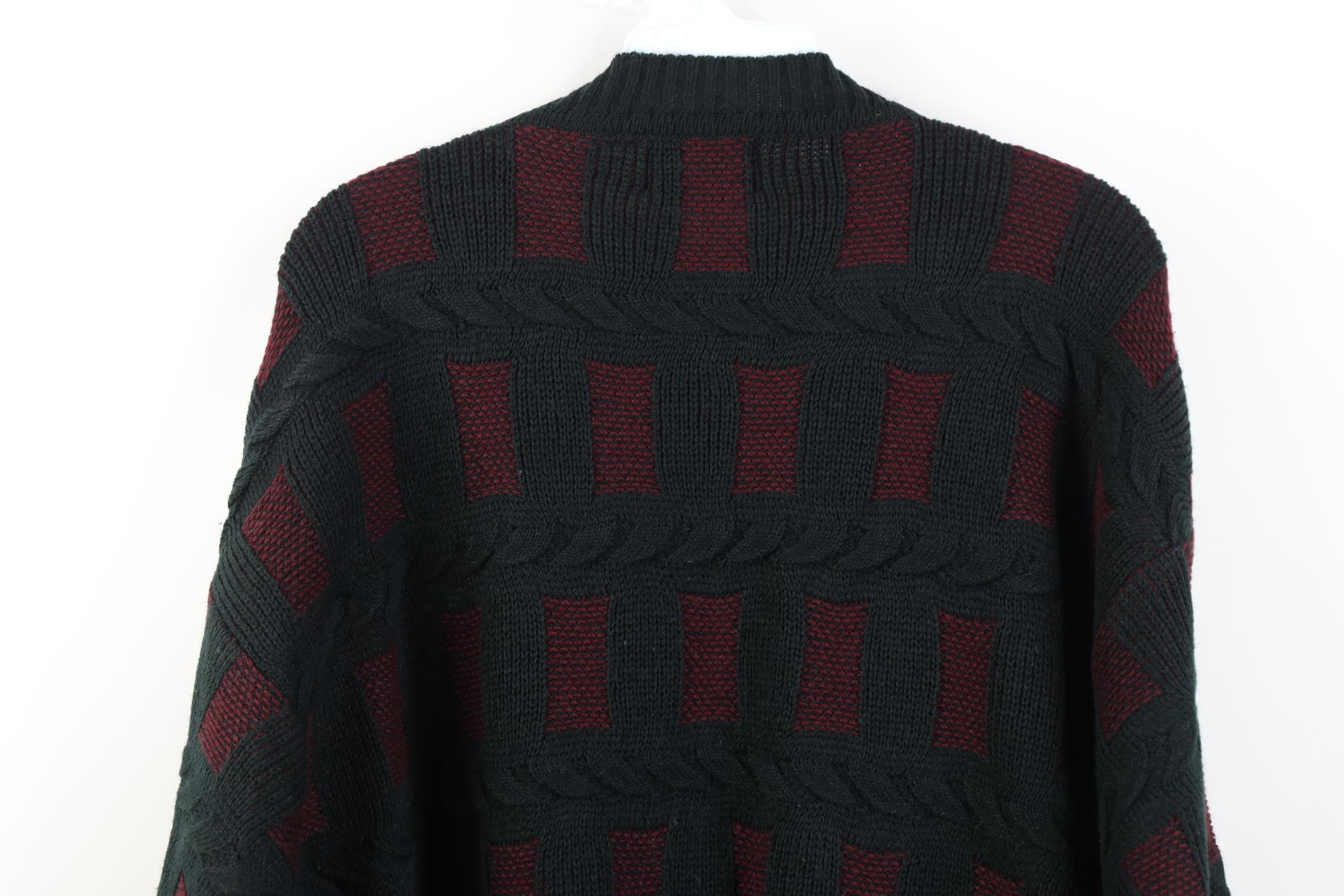 Vintage Vintage 90s Streetwear Checkered Ribbed Cable Knit Sweater Size L / US 10 / IT 46 - 8 Thumbnail