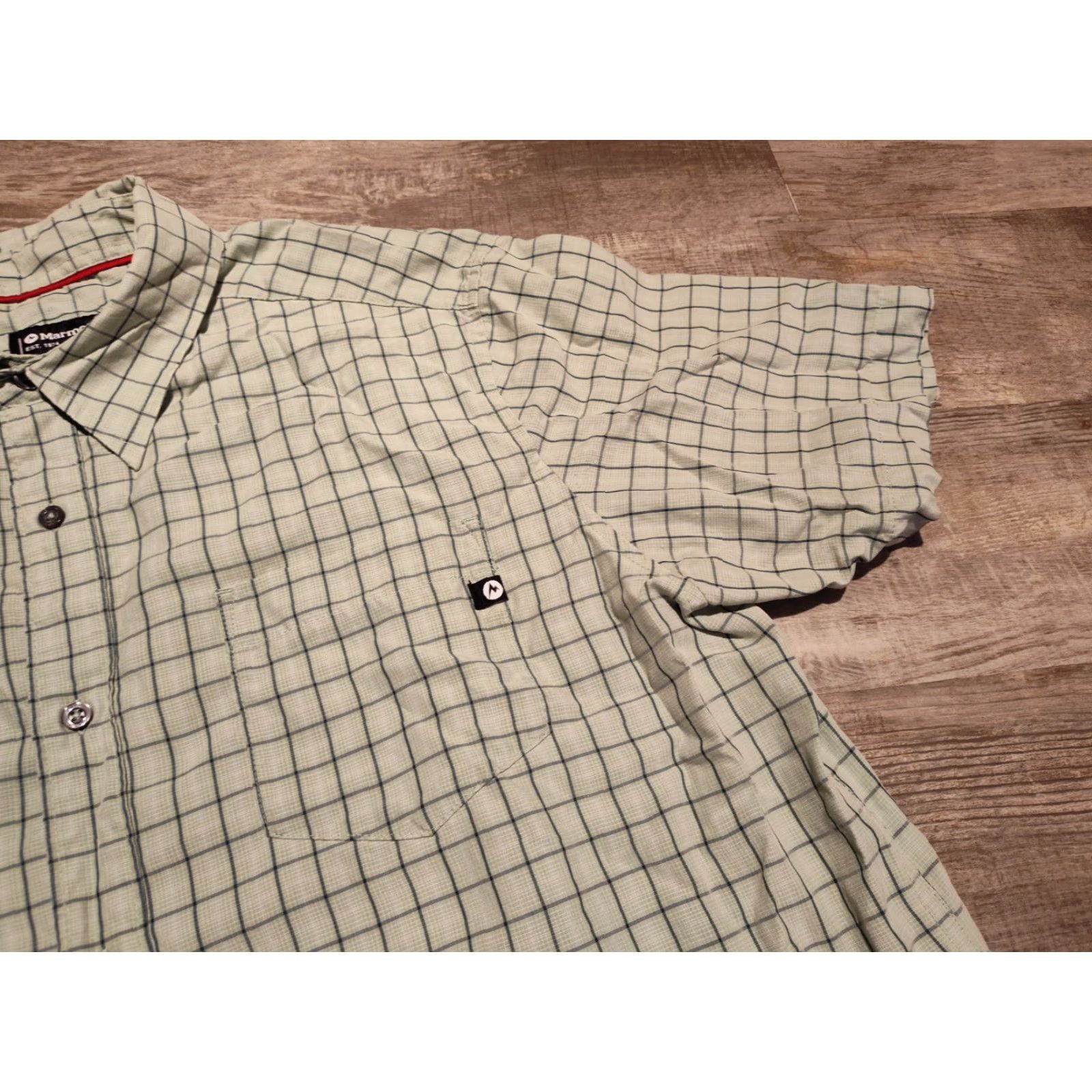 Marmot Marmot Eldridge Short Sleeve Button-Up Shirt 2XL Green Check Casual, Workwear, Travel Men's Regular UPF 20 Rayon Polyester Modal Size US XXL / EU 58 / 5 - 3 Thumbnail