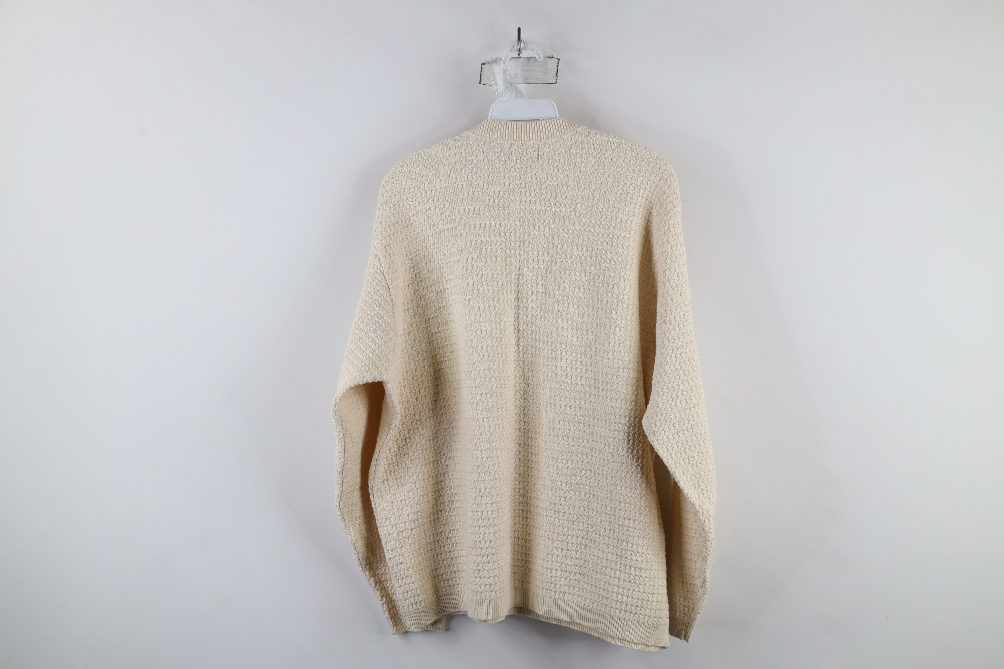Vintage Vintage 90s Streetwear Cotton Knit Henley Sweater Cream Size US L / EU 52-54 / 3 - 8 Thumbnail