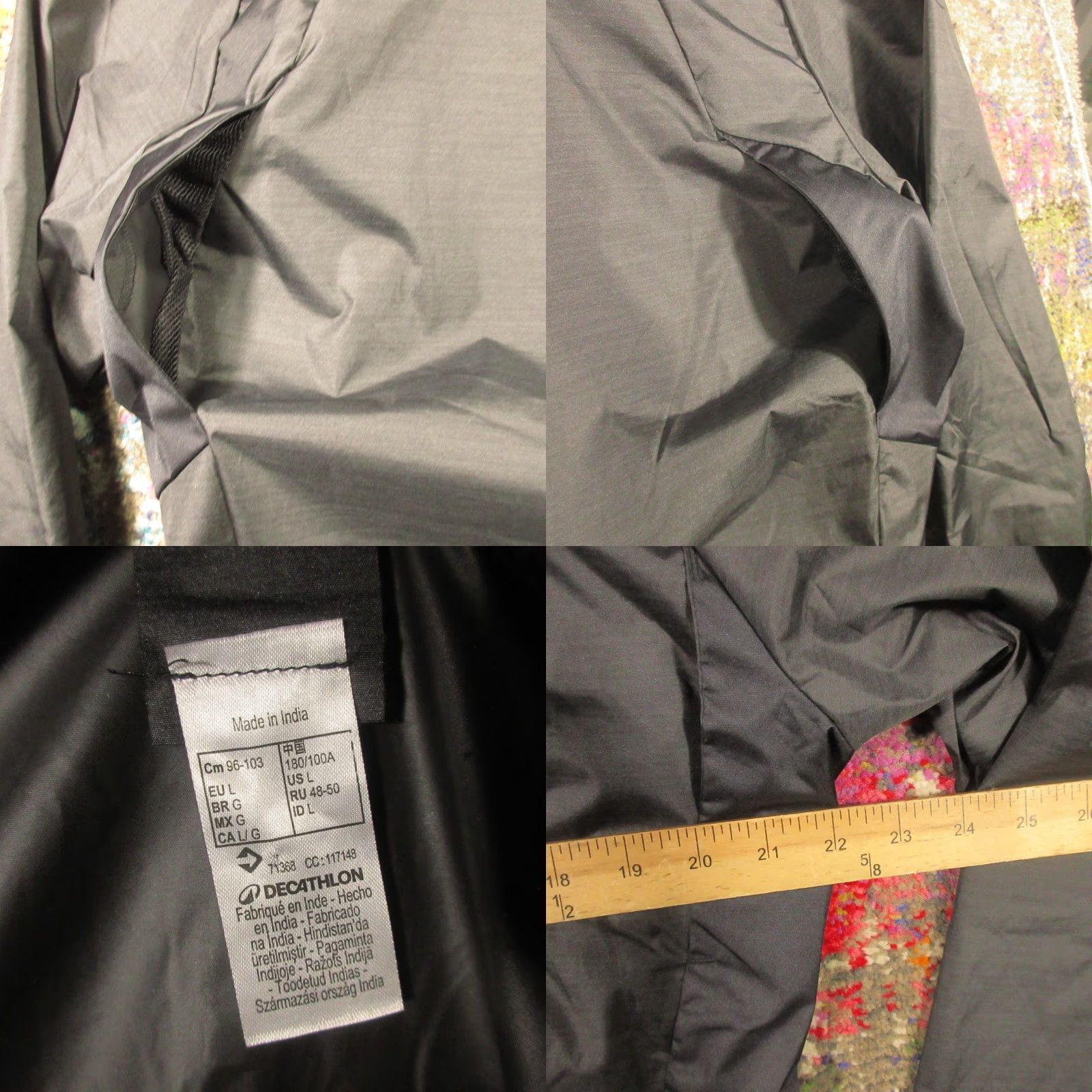 Vintage Kalenji Windbreaker Jacket Women L Black Regular Hooded Lightweight Pockets Zip Running & Jogging Summer, Spring Sports Activewear Size L / US 10 / IT 46 - 8 Thumbnail