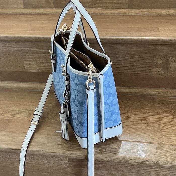 Coach New Coach Mollie Tote 25 In Signature Chambray Light Denim Grailed
