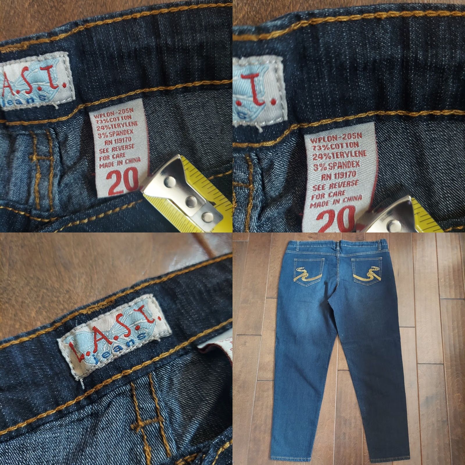 Vintage LAST Navy Blue Denim Jeans Studded Back Pockets Plus Size 20 Women Straight Jeans Navy Blue 20 Womens Size 42" / US 20 - 10 Thumbnail