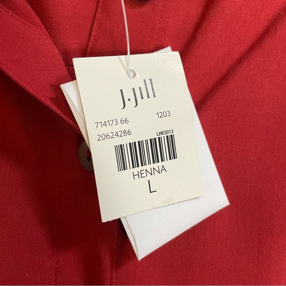 J. Jill NWT New J.Jill Silk Red Long Sleeve Shirt Dress Size L Size L / US 10 / IT 46 - 6 Thumbnail