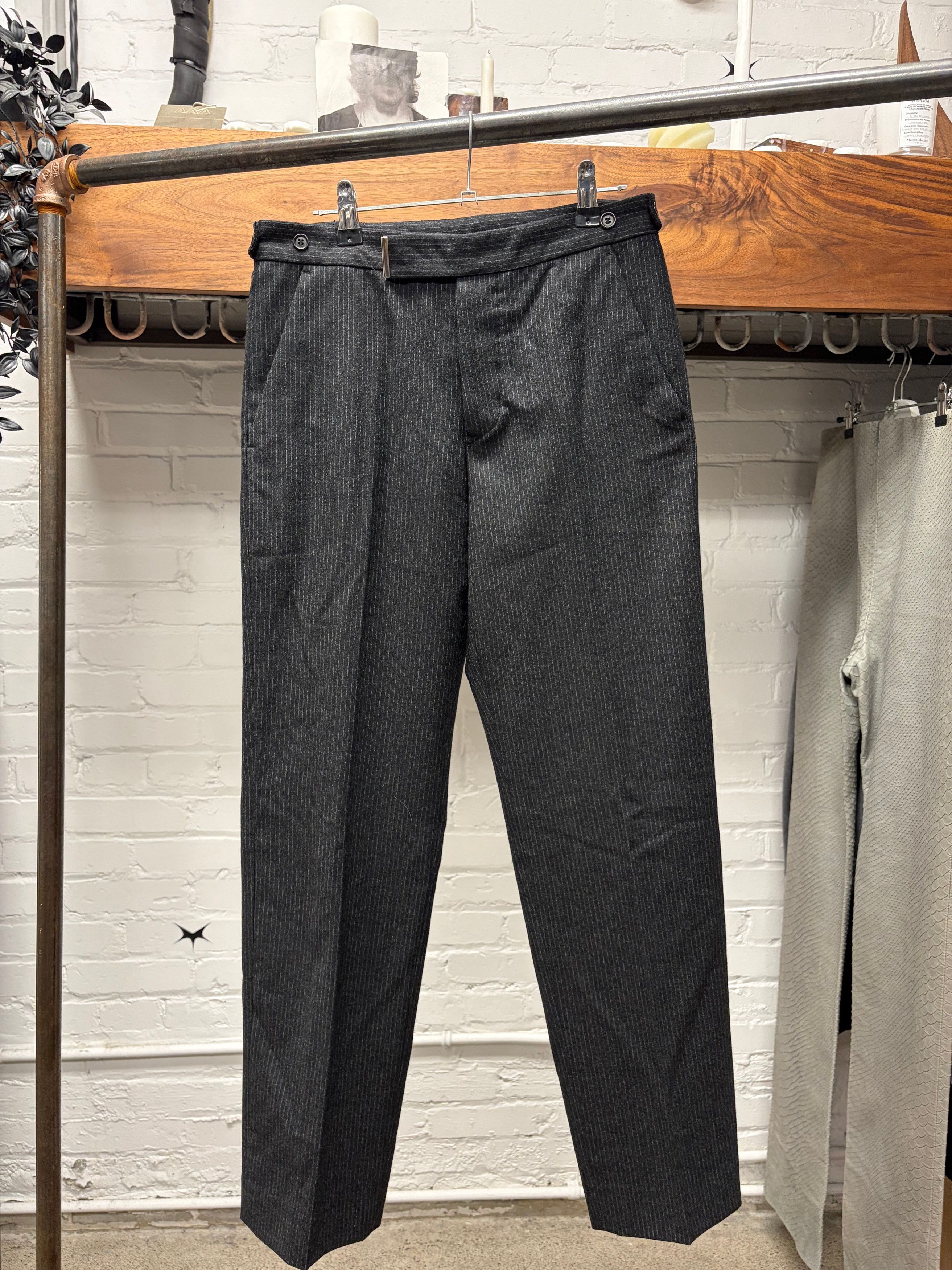 Helmut Lang Vintage Helmut Lang Grey Wool Pinstripe Pleated Trousers Size US 30 / EU 46 - 1 Thumbnail