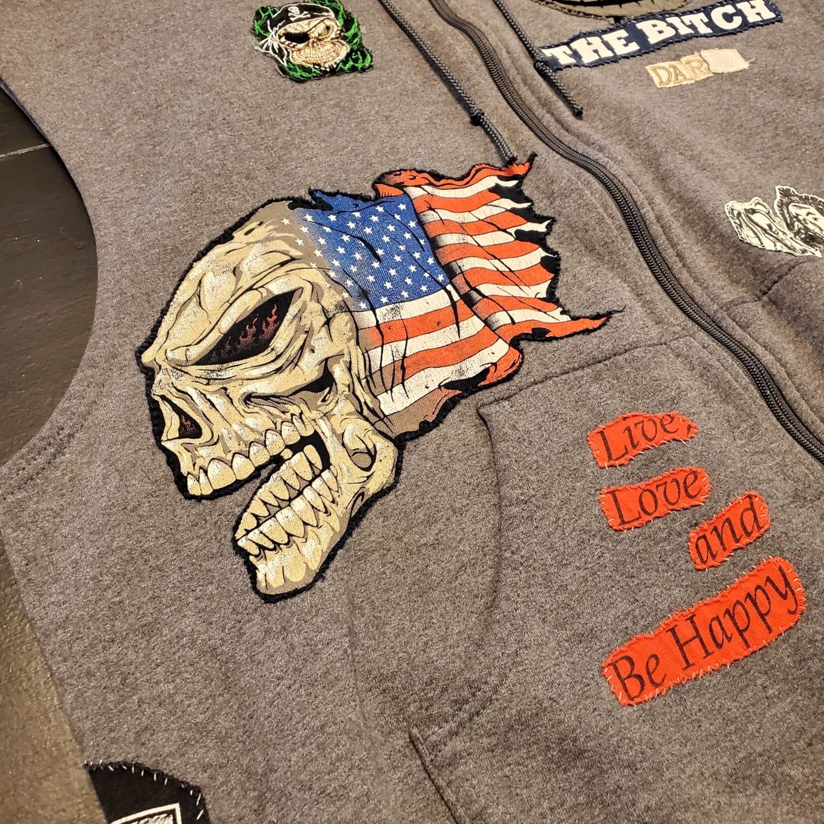Champion VINTAGE Champion Men XL Hoodie Vest Full Zip Graphic Print Patches 90s Grunge Y2K Gray Size US XL / EU 56 / 4 - 5 Thumbnail