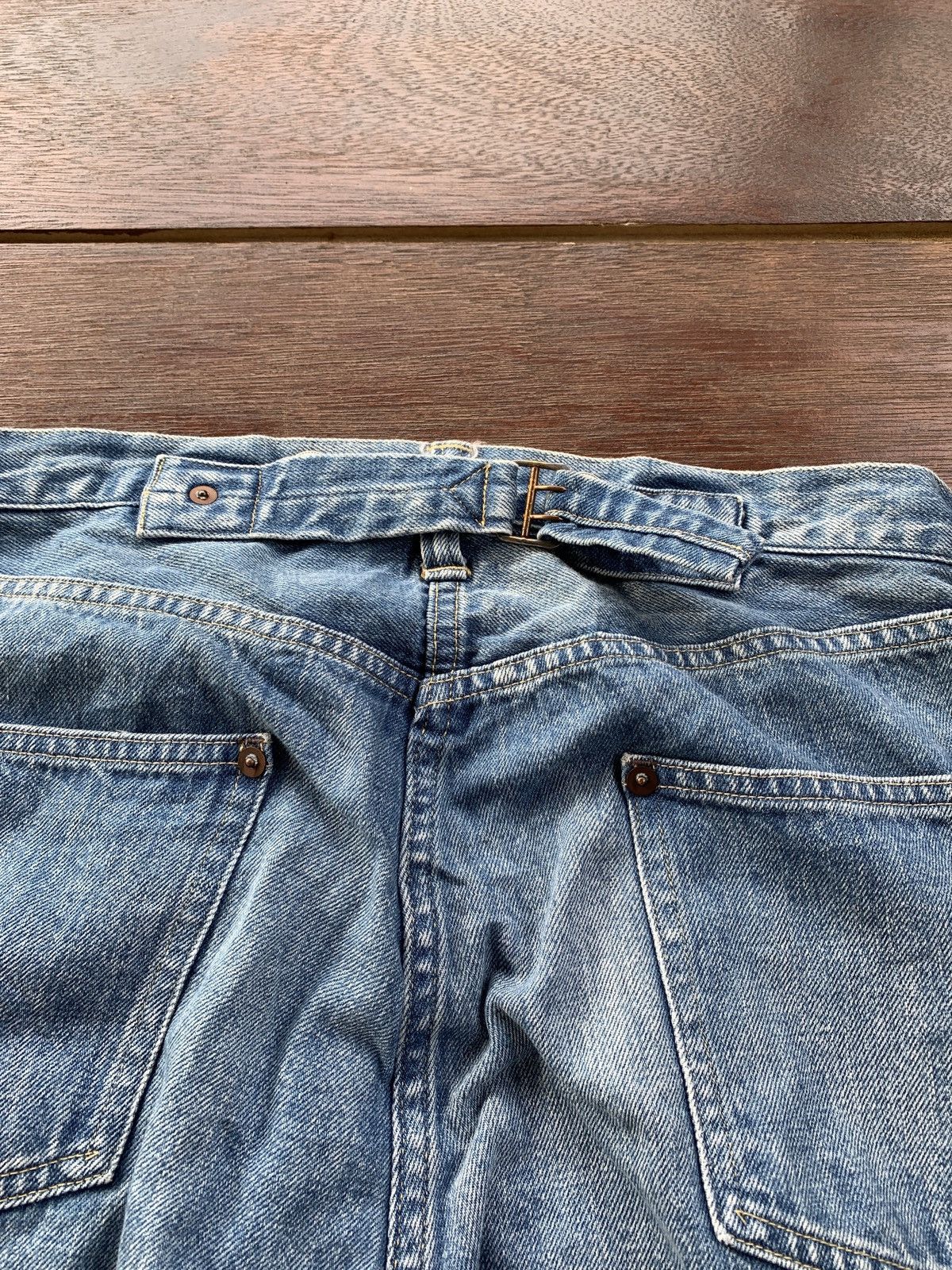 A.PRESSE A. presse Japan selvedge buckle back washed denim pants Size US 31 - 5 Thumbnail