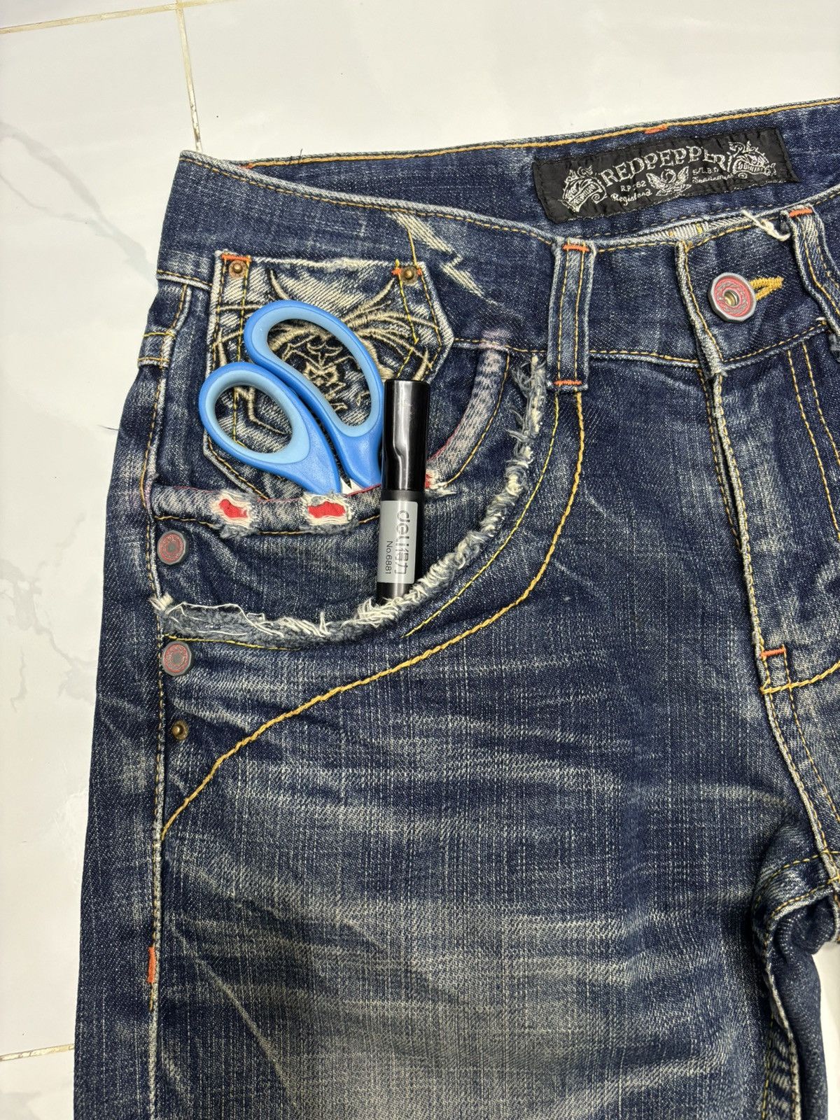 If Six Was Nine 🔥RED PEPPER DISTRESSED DENIM DOUBLE POCKET PUNK JEAN Size US 30 / EU 46 - 9 Thumbnail