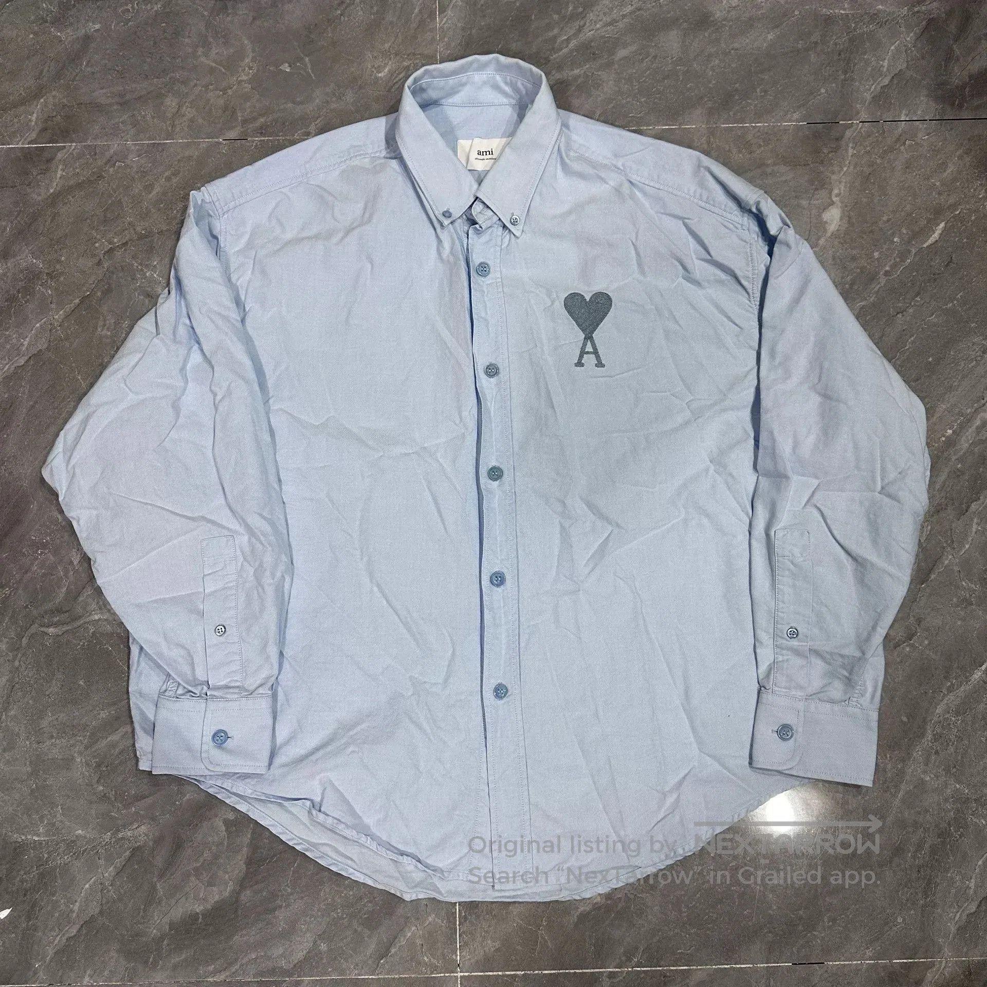 AMI Light Blue Heart Embroidered Oversized Shirt. Size US L / EU 52-54 / 3 - 1 Thumbnail