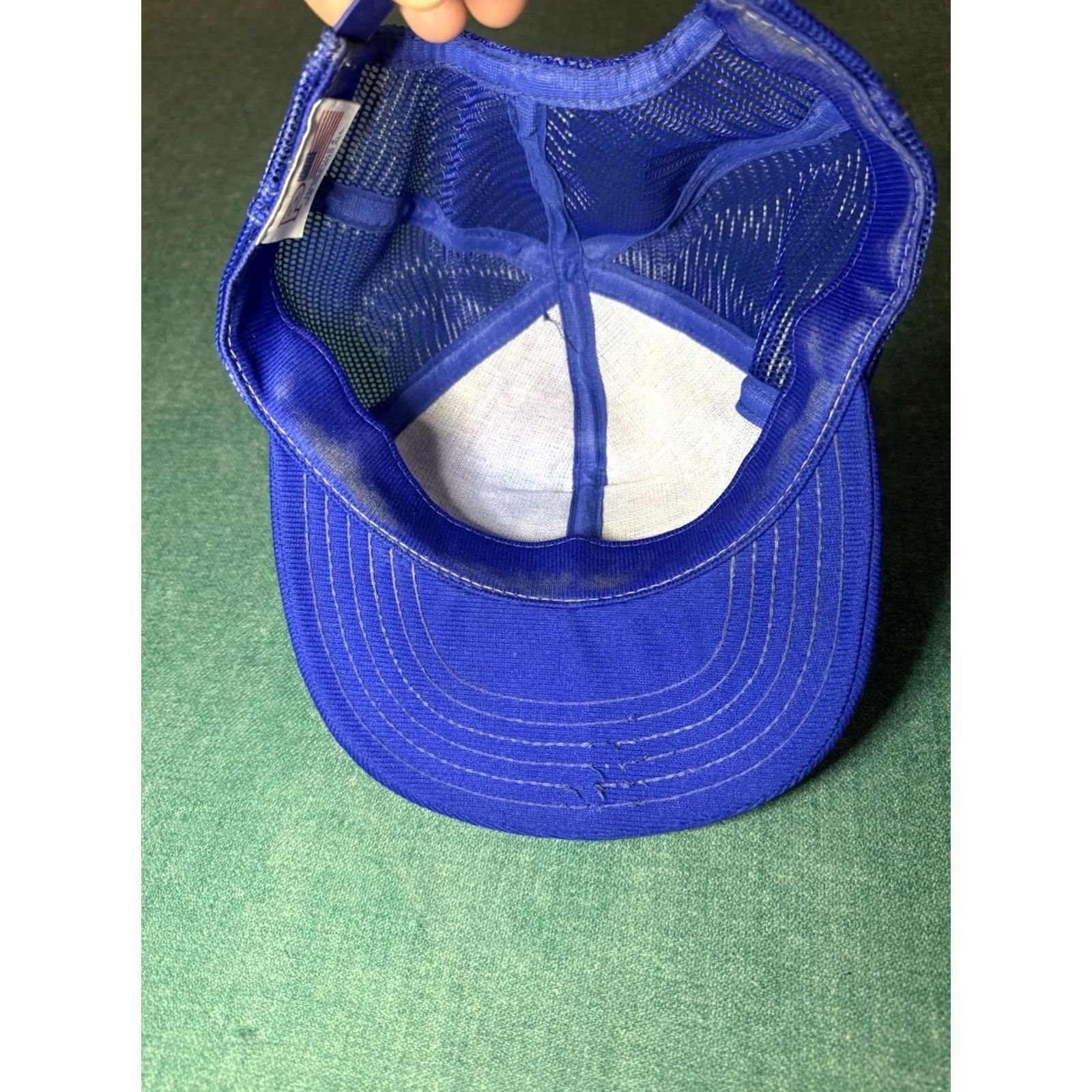 Vintage VINTAGE Snap-Back Trucker Hat Blue UV Protection Adjustable Men XS? No; remove unknown. Size ONE SIZE - 5 Thumbnail