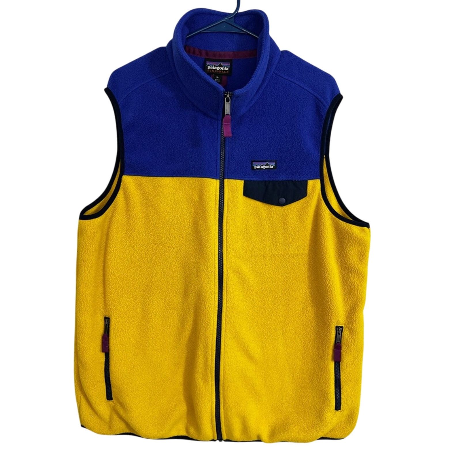 Patagonia Patagonia Vest Mens XL Blue Yellow Synchilla Fleece Outdoor Size US XL / EU 56 / 4 - 1 Thumbnail