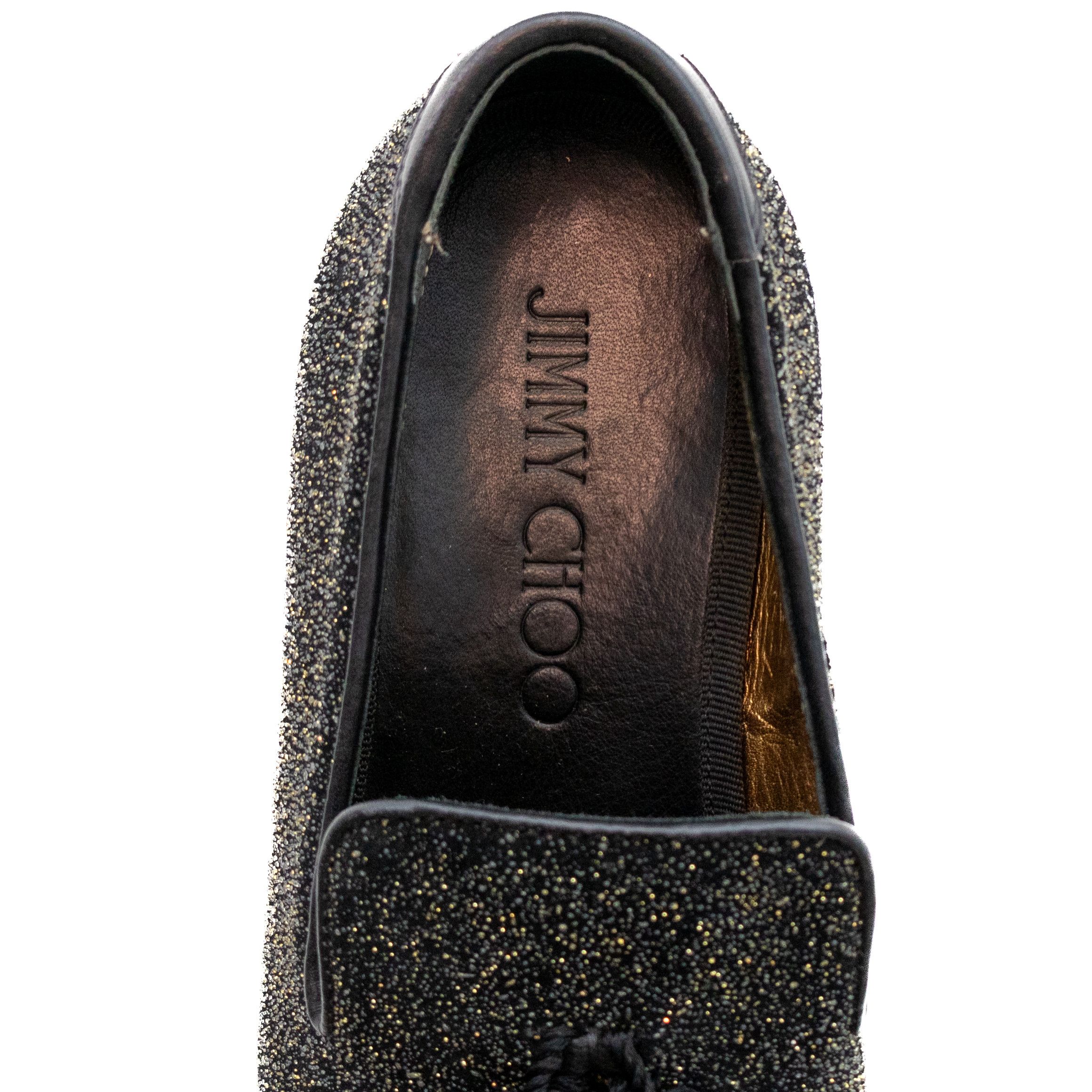 Jimmy Choo Jimmy Choo Men's Foxley/m Black & Gold Glitter Loafers Size US 7.5 / EU 40-41 - 7 Thumbnail