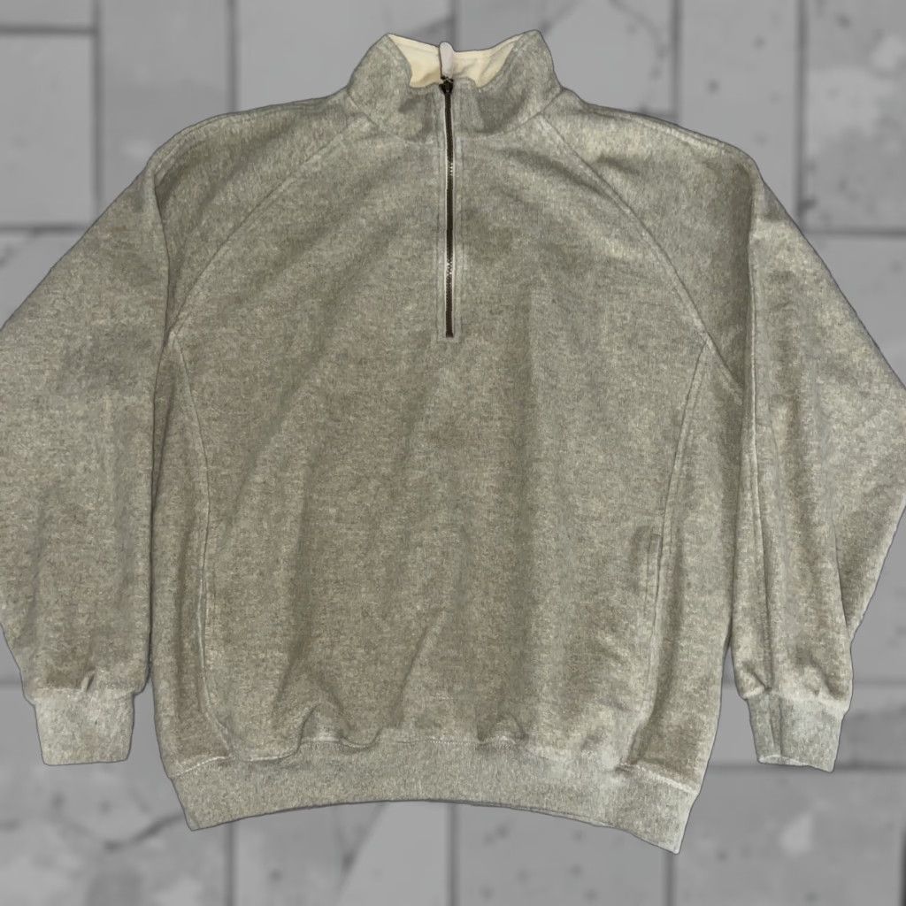 Vintage Straight Down USA Made Beige Half Zip Pullover Mens L Sweater Zip Size US L / EU 52-54 / 3 - 1 Thumbnail