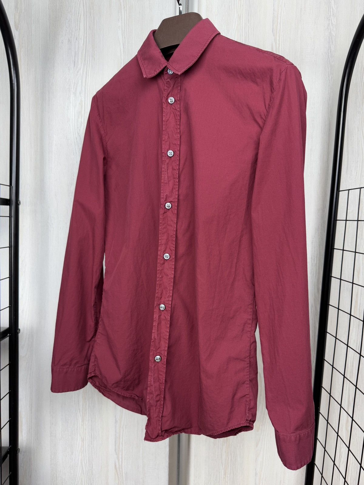 Maison Margiela Men’s Maison Martin Margiela Burgundy Long Sleeve Shirt 46 Size US S / EU 44-46 / 1 - 5 Thumbnail