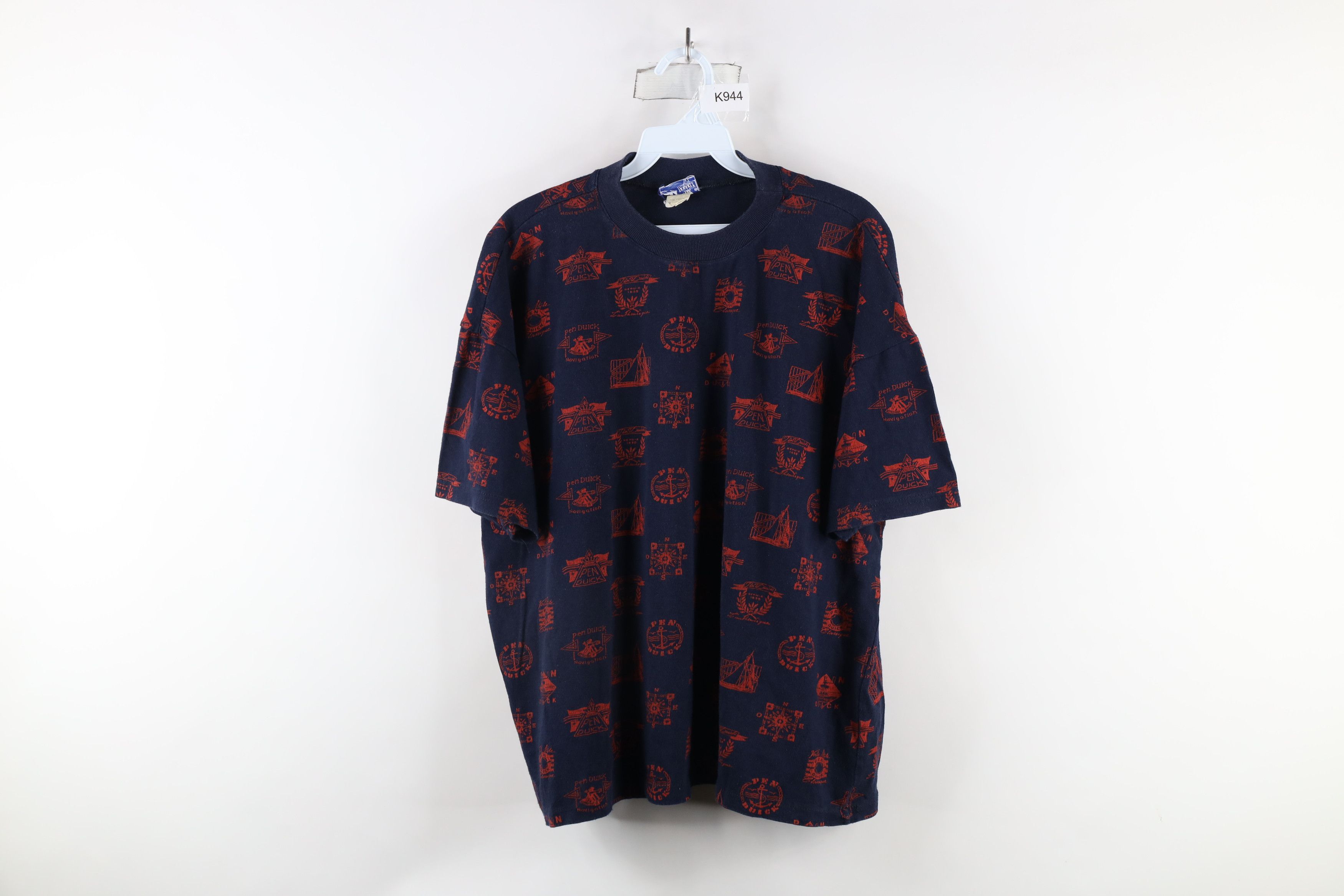 Vintage Vintage 90s Eric Tabarly Sailing All Over Print T-Shirt Size US XL / EU 56 / 4 - 1 Thumbnail