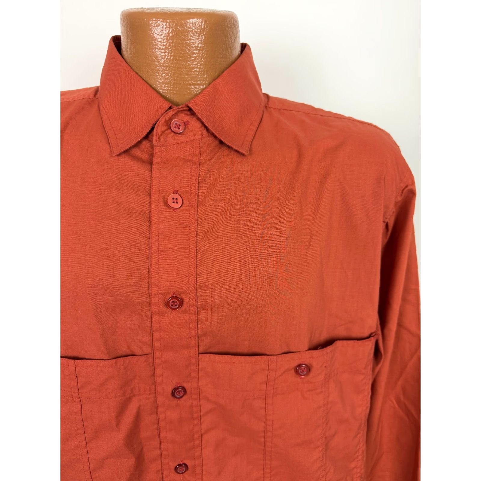 Vintage VINTAGE Expressions Button-Up Shirt Men L Orange 80s 90s Slim Long Sleeve Collared New Size US L / EU 52-54 / 3 - 3 Thumbnail