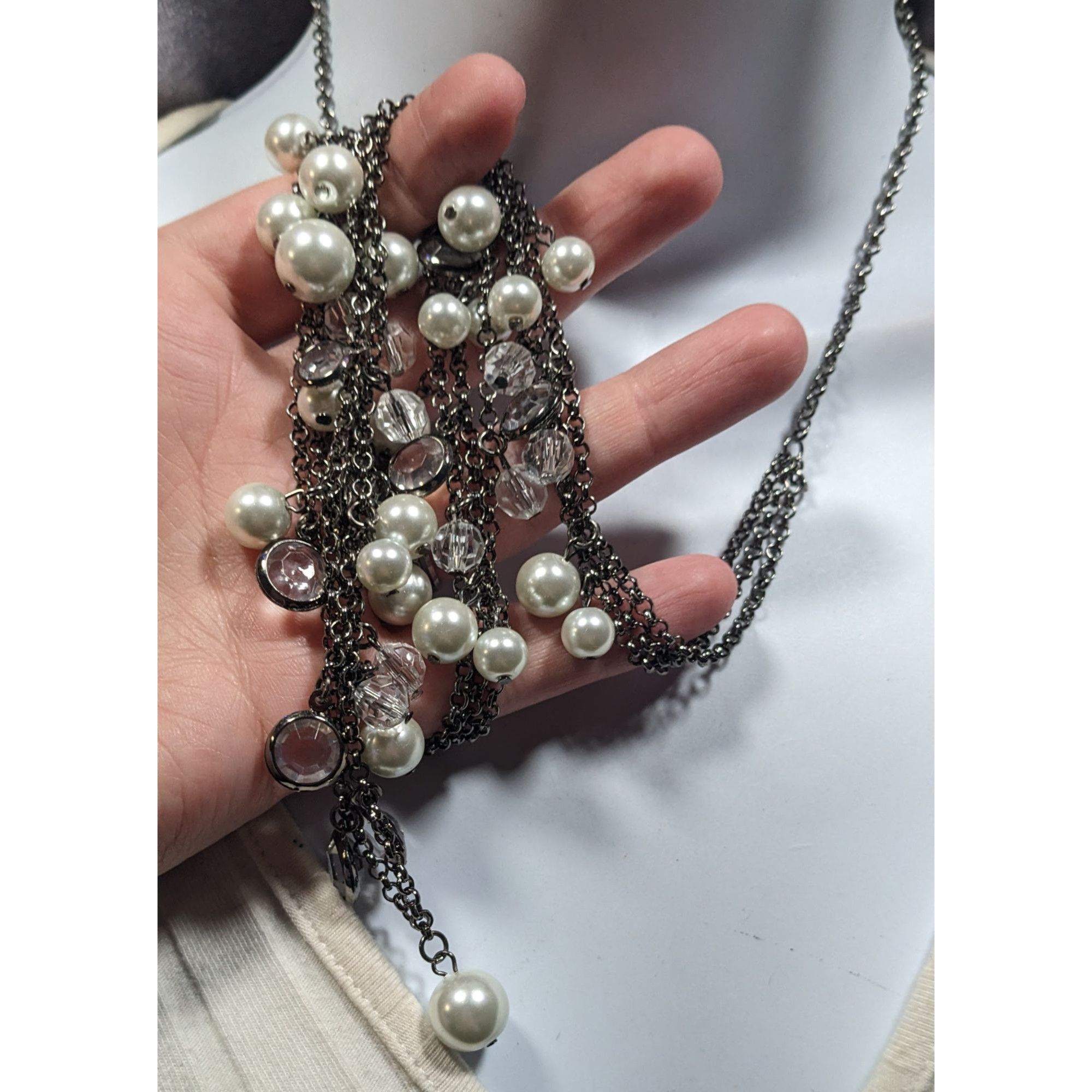 Other Glam Goth Faux Pearl And Gem Accent Multilayer Necklace Size ONE SIZE - 3 Thumbnail