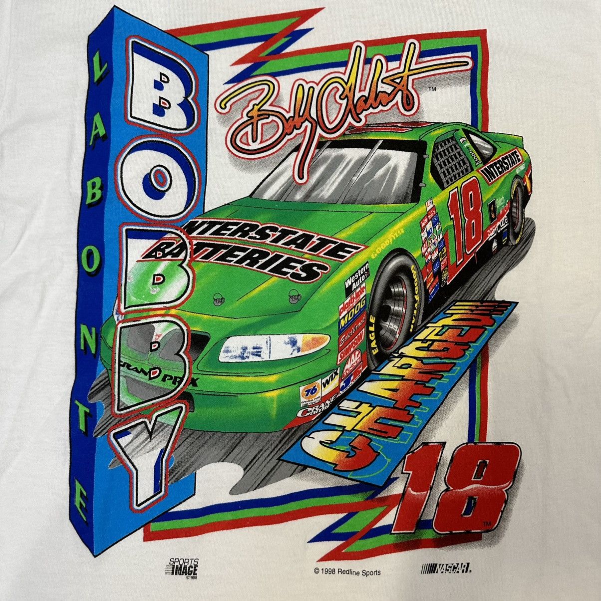 NASCAR Crazy vintage 90s Bobby Labonte double sided nascar t-shirt Size US M / EU 48-50 / 2 - 2 Thumbnail