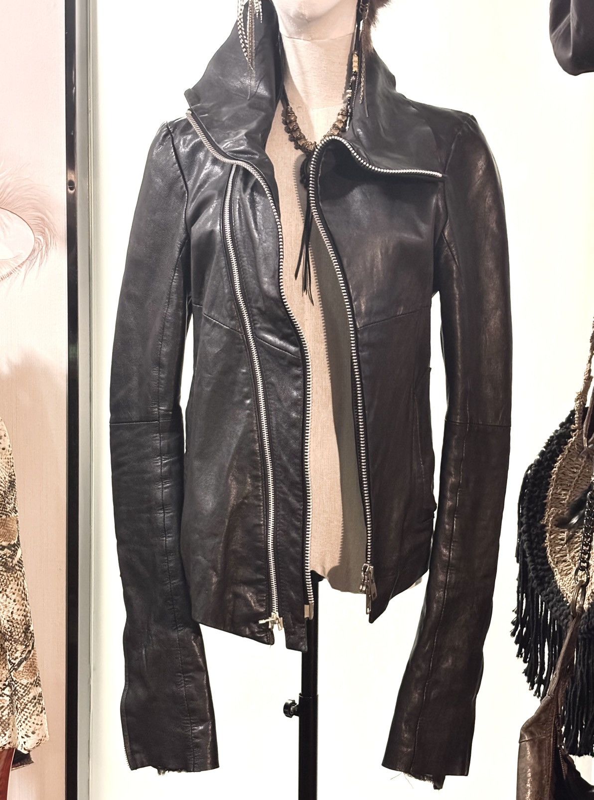 ジャケット・アウター 00s EKAM High Neck Leather Jacket y2k 51B38BGcr5L._UY350_.jpg