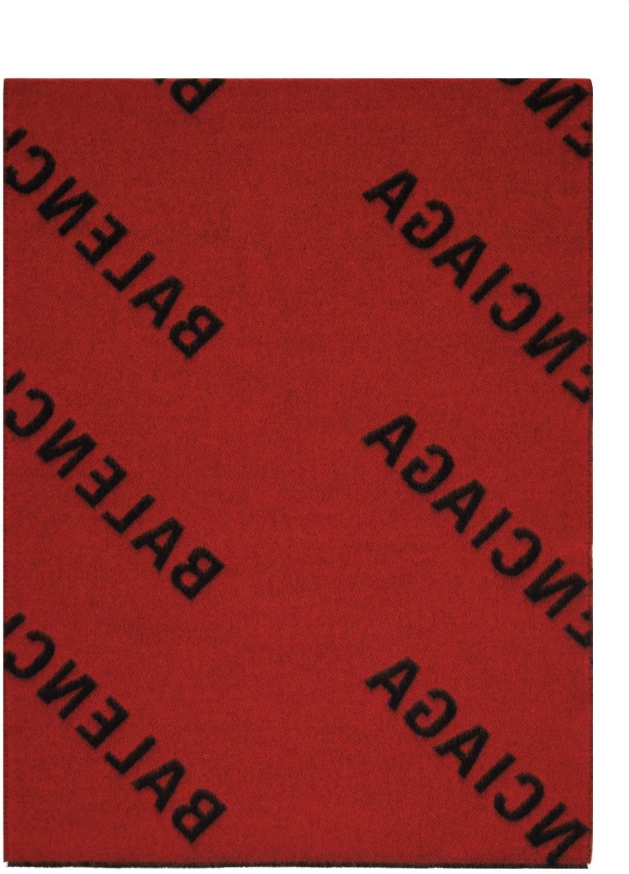 Balenciaga o1bcso1str1024 Size: OS / Allover Logo Macro Scarf Red/Black Size ONE SIZE - 2 Thumbnail