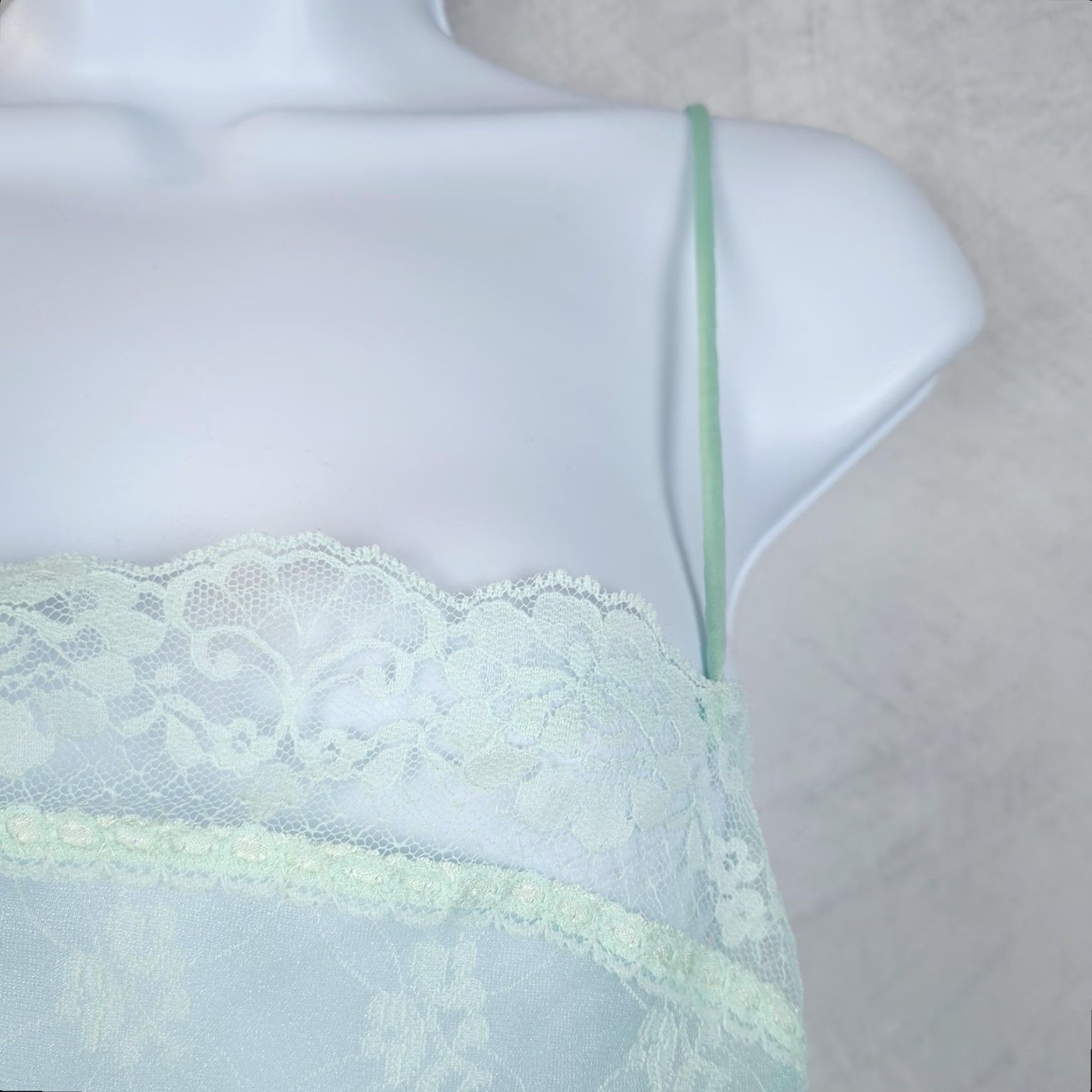 Vintage VINTAGE Lorraine Teddy Womens L Large Mint Green Lace Sheer Nylon 90s One Piece Bodysuit Size ONE SIZE - 3 Thumbnail