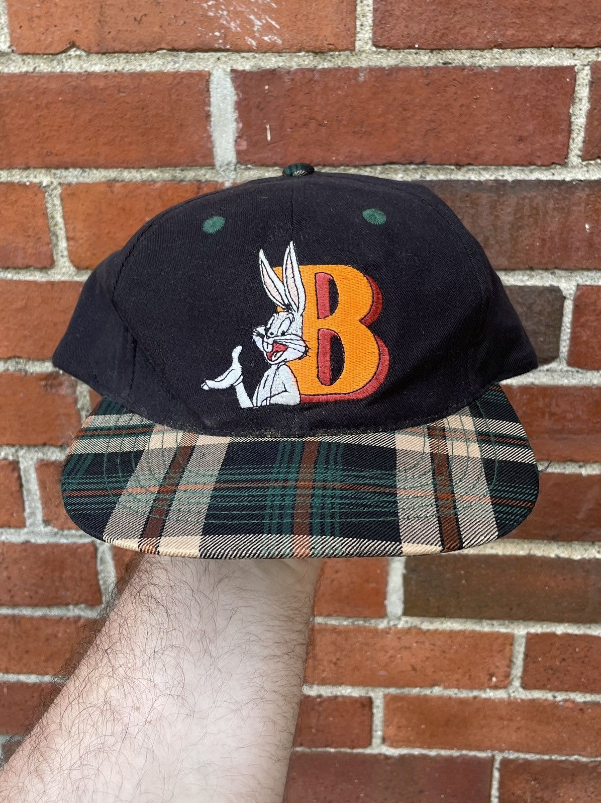 Vintage 1994 Six Flags Looney Tunes Bugs Bunny Plaid Brim Snapback Size ONE SIZE - 1 Thumbnail