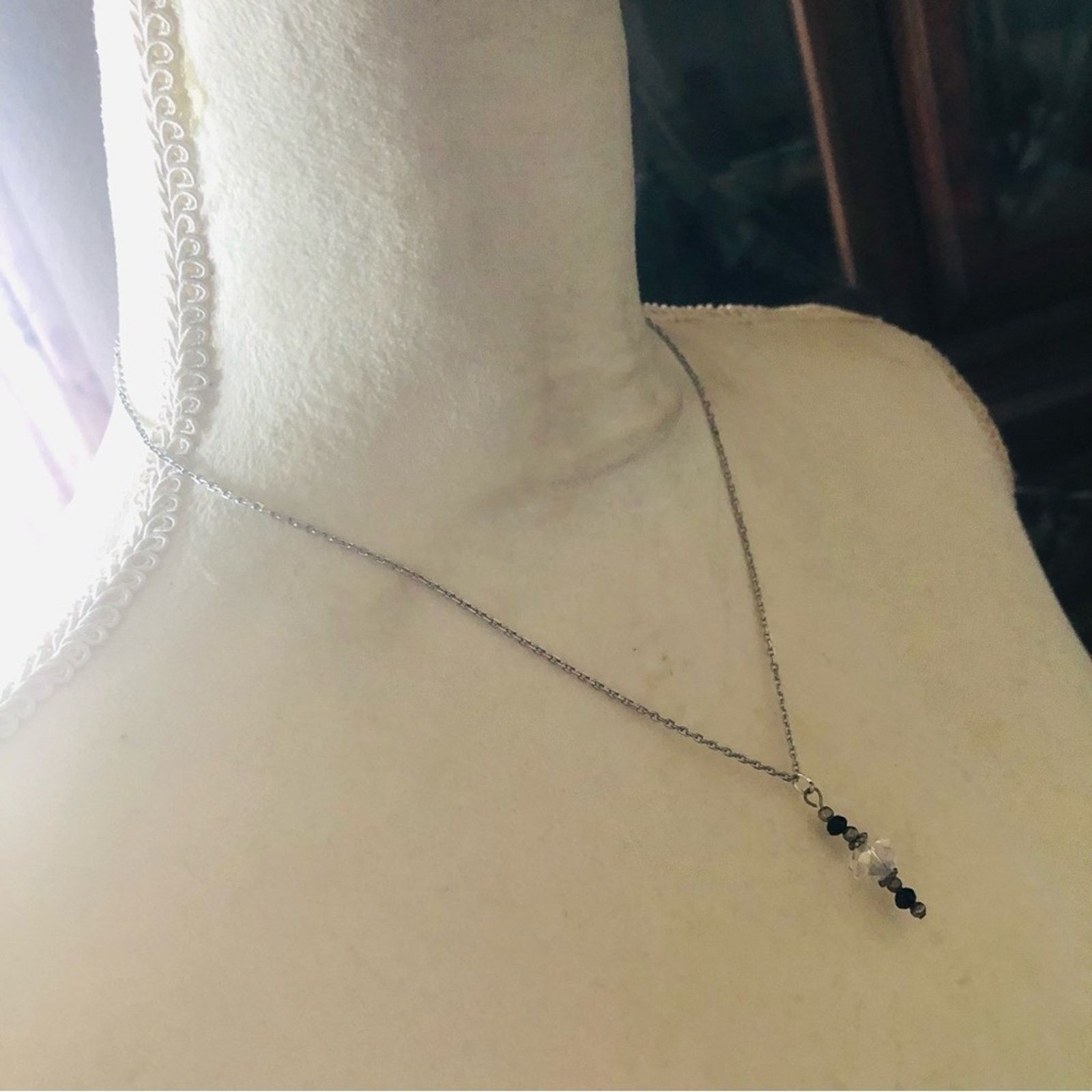 Handmade Handcrafted aura quartz crystal pendant on chain necklace Size ONE SIZE - 3 Thumbnail