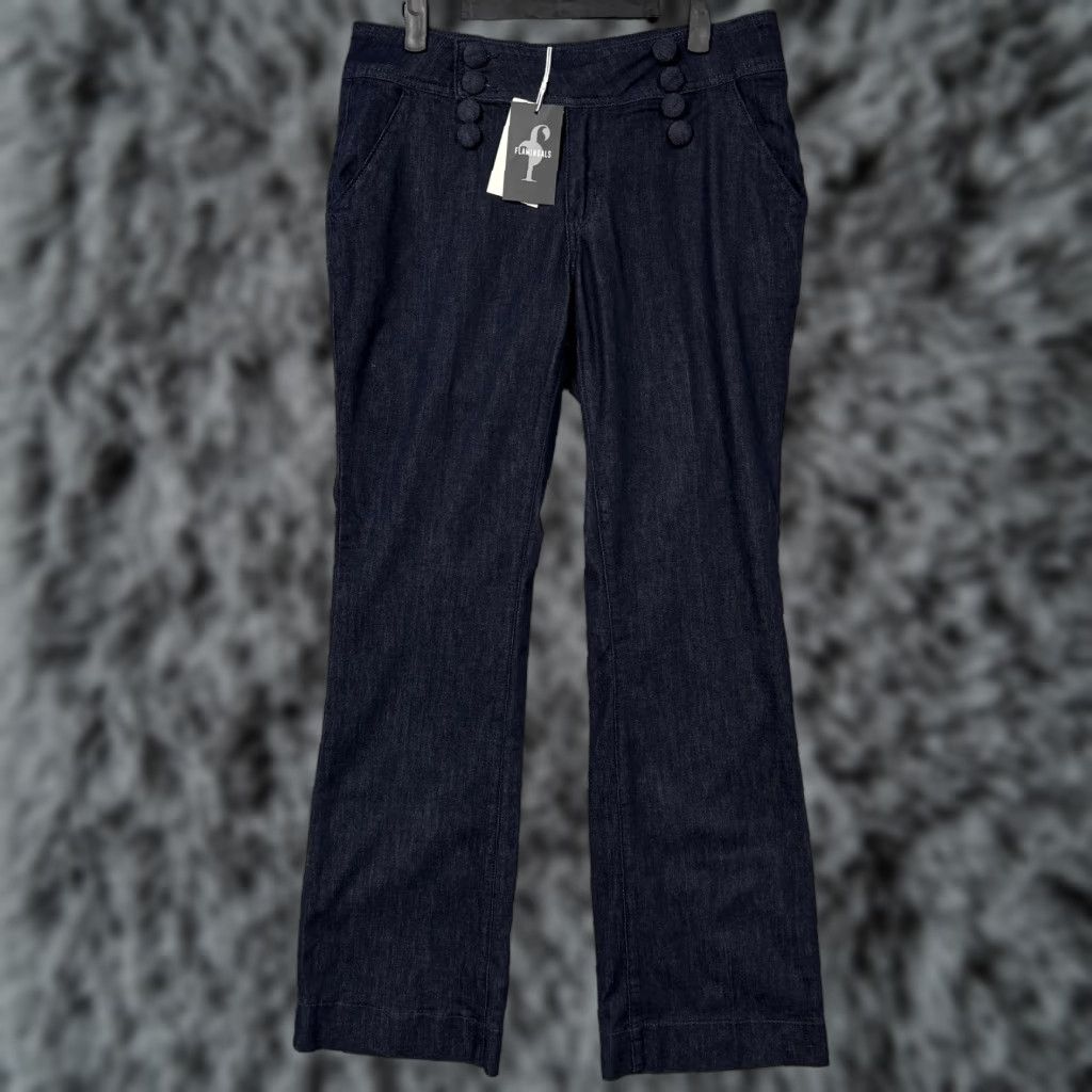 Denime Flamingo Jeans Womens L 33x31 Blue Mid Rise Straight Stretch Denim Classic Ladies Jeans Blue Size 36" / US 14 / IT 50 - 1 Thumbnail
