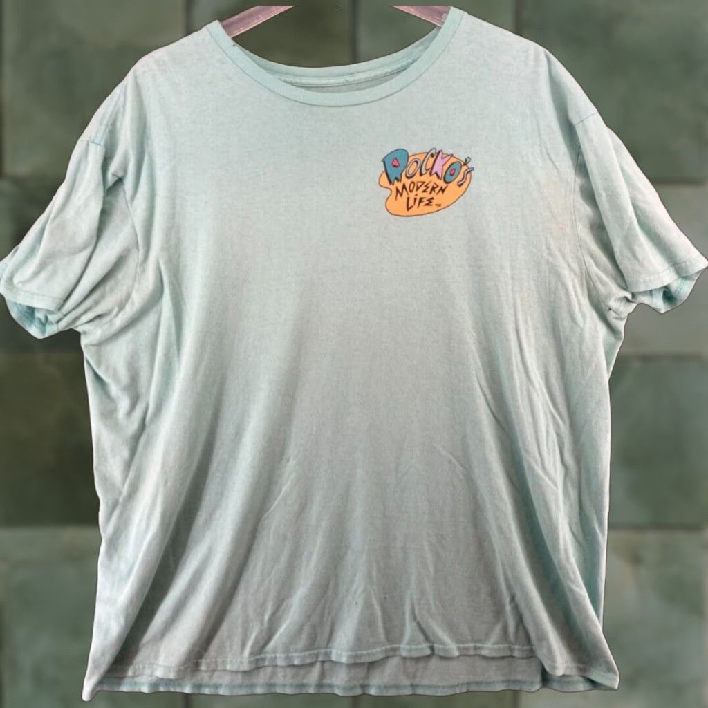 Nickelodeon Nickelodeon Rocko's Modern Life T-Shirt Mens XL Blue 90s Cartoon Graphic Print Short Sleeve Crew Neck Jersey Cotton Regular Fit Size US XL / EU 56 / 4 - 1 Thumbnail
