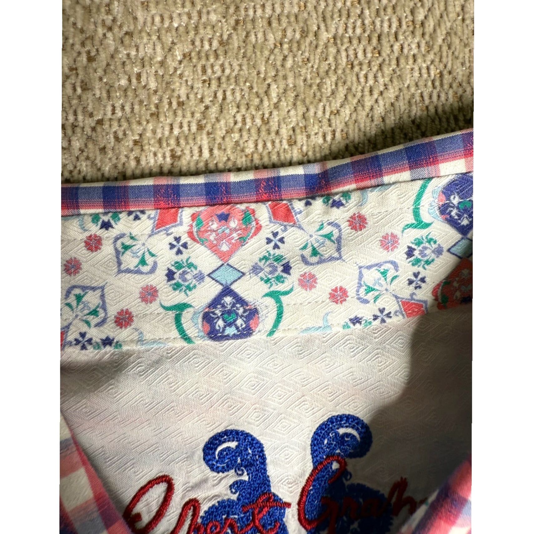 Robert Graham Robert Graham Button-Down Shirt Plaid Embroidered Long Sleeve Red Large Size US L / EU 52-54 / 3 - 4 Thumbnail