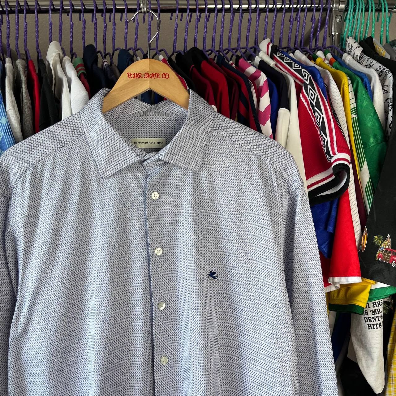 Etro Etro Casual Blue Button-Up Shirt Pegaso Made in Italy Milano Size US XXL / EU 58 / 5 - 1 Thumbnail