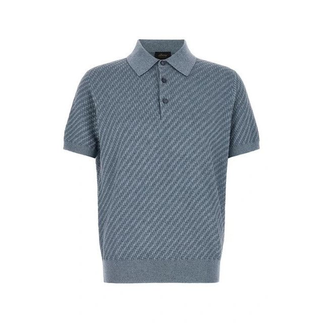 Brioni BRIONI Blue Trama Weaving Polo New & Authentic (Men's size:X Size US XL / EU 56 / 4 - 1 Thumbnail