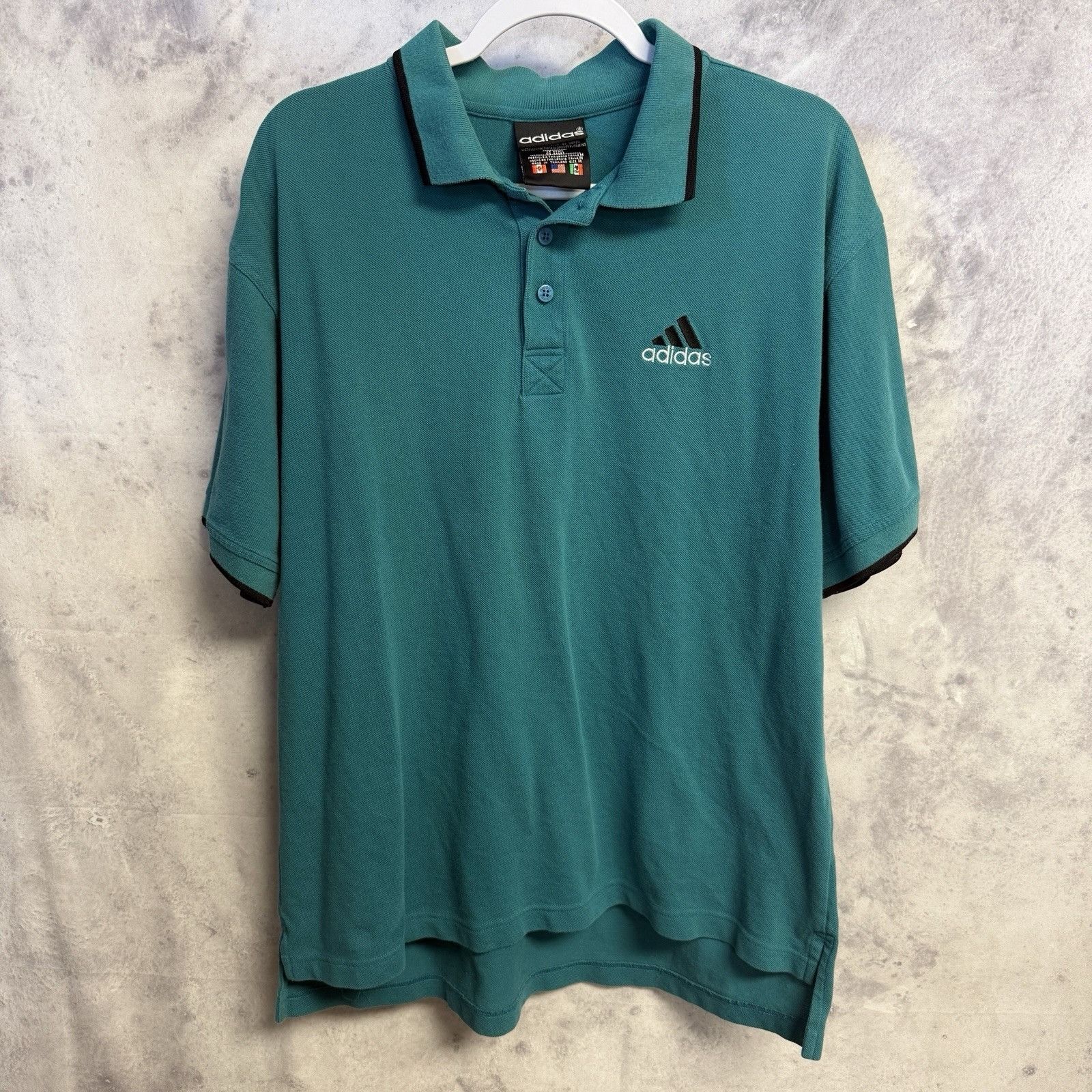Adidas Vintage 90s Adidas Polo Shirt Mens Medium Teal Embroidered L Size US M / EU 48-50 / 2 - 2 Thumbnail