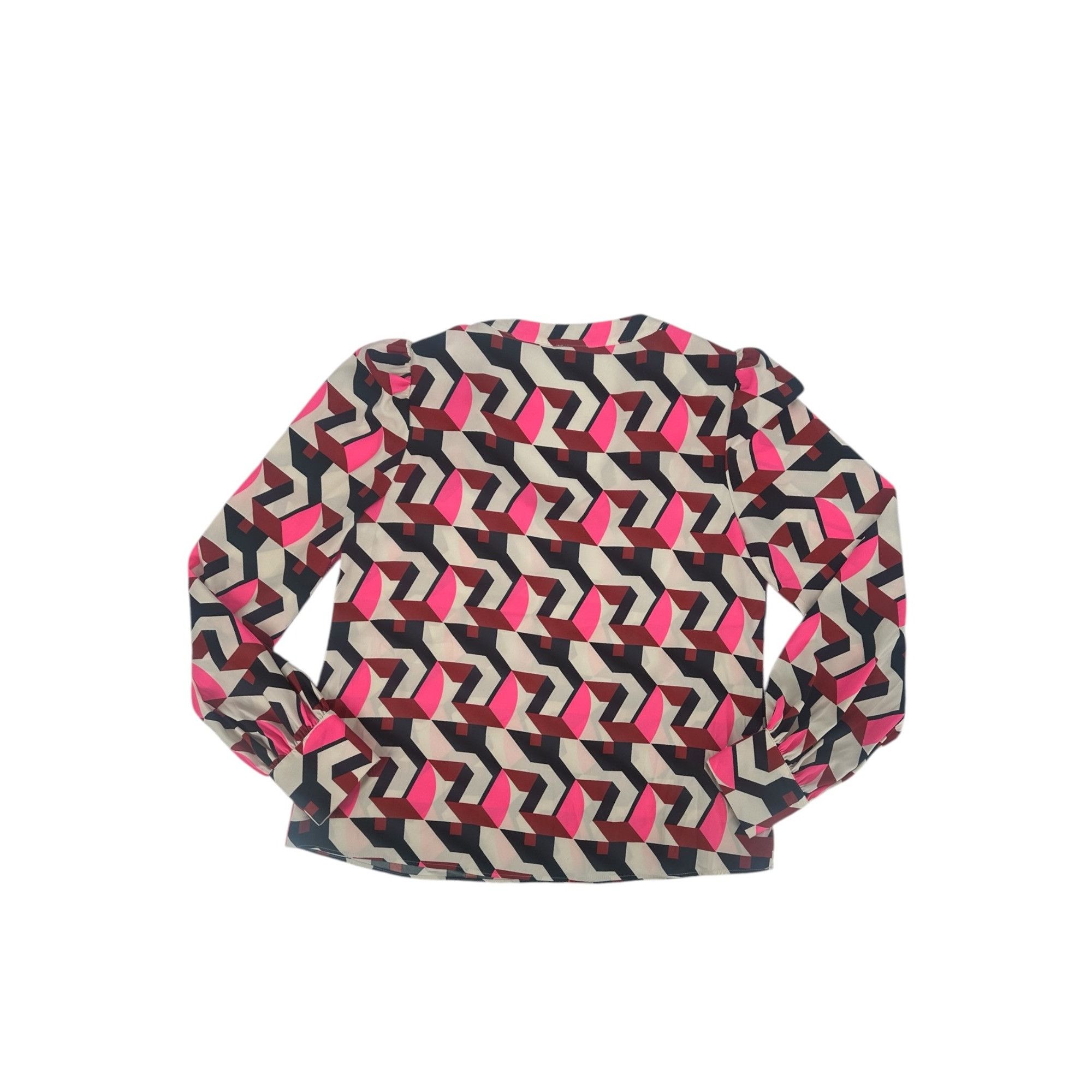 Express Express Women's Geometric Print Blouse XS Pink Black Abstrac Size XS / US 0-2 / IT 36-38 - 4 Thumbnail