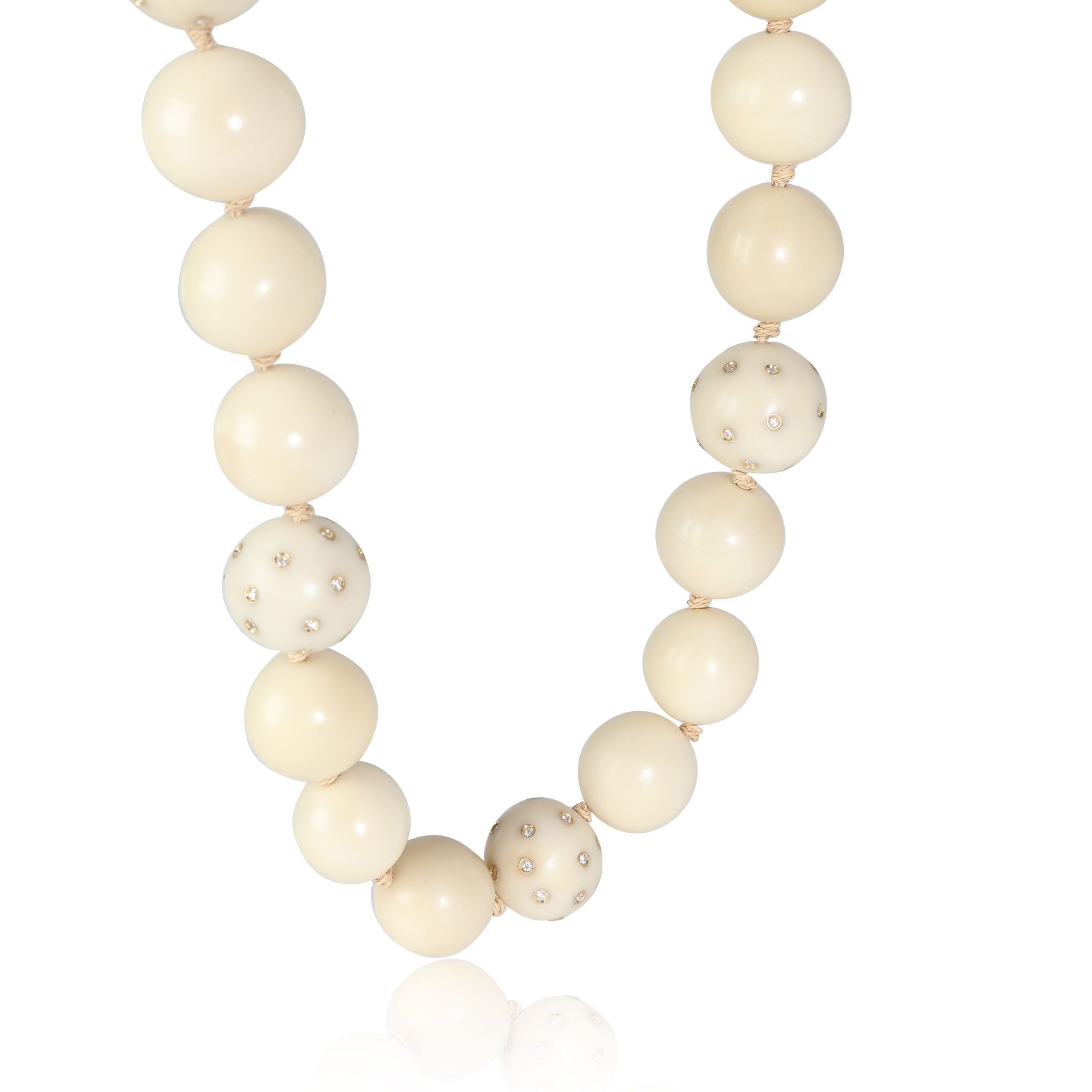 image of Tiffany Co Silvia Furmanovich Jarina Seed & Diamond Beaded Necklace In 18K Gold 1/1 Ctw in Yellow, 