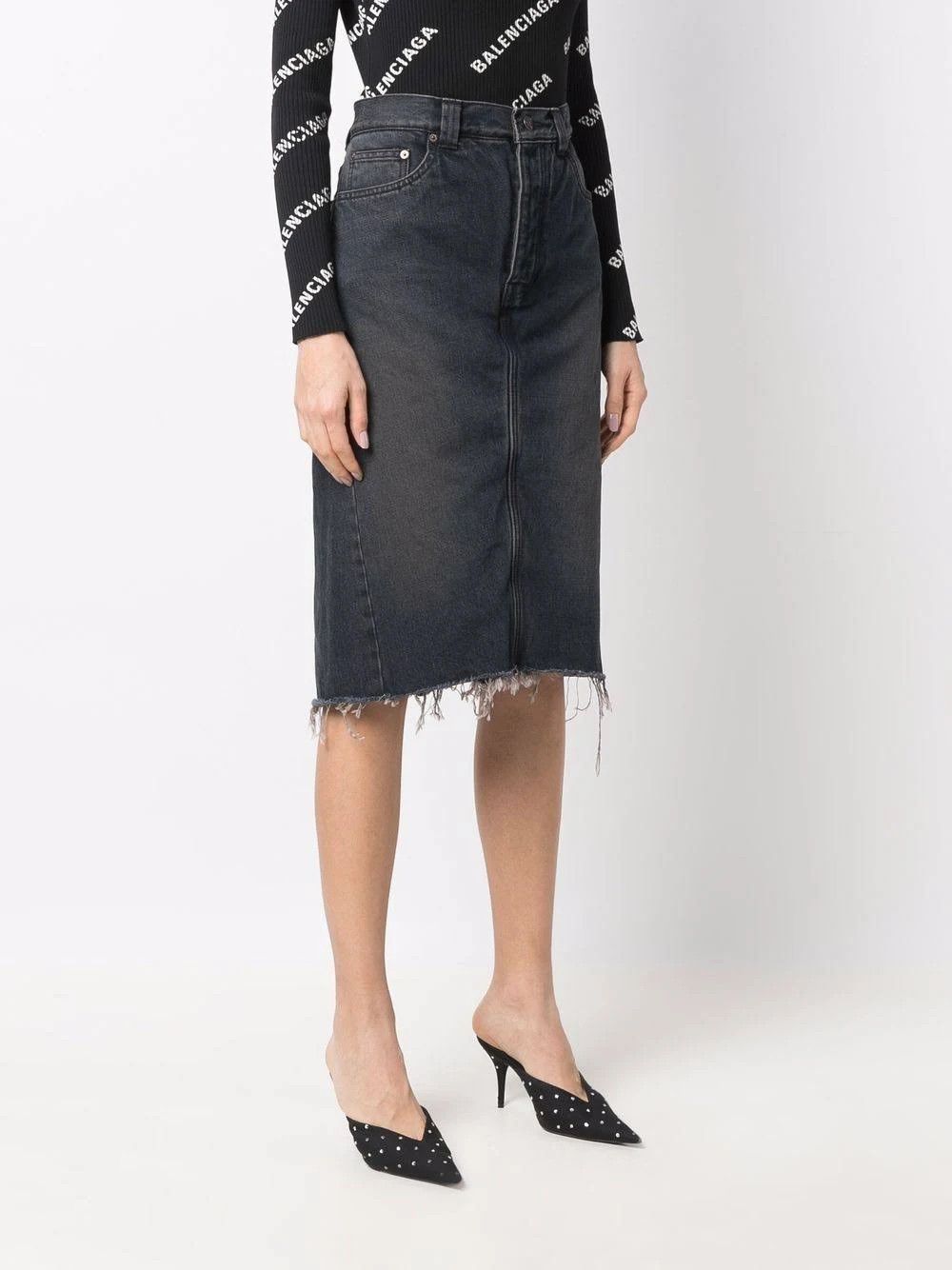 Balenciaga o1la1rc1a1024 Denim Skirt Shorts in Brown/Marine Blue Size 28" / US 6 / IT 42 - 2 Thumbnail