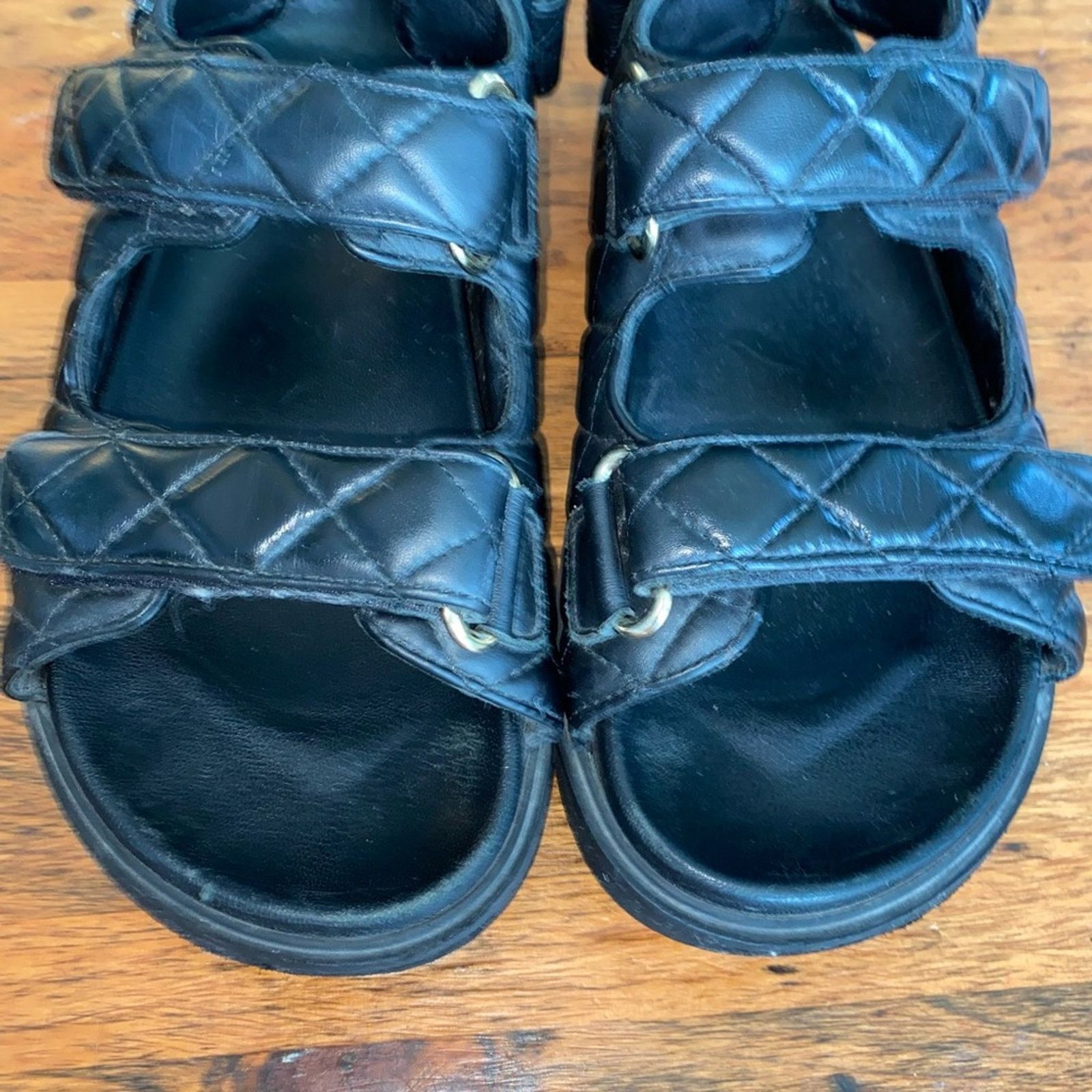 ALOHAS Alohas $210 Black Quilted Hook Loop Sandal Spain 38 7 7.5 Size US 7.5 / IT 37.5 - 8 Thumbnail