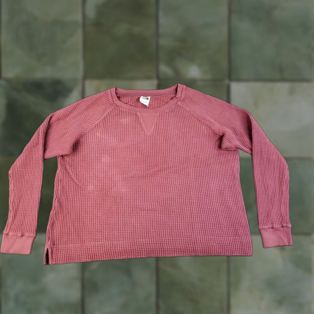 The North Face The North Face Sweater Women XL Pink Outerlands Waffle Knit Pullover Long Sleeve Crew Neck Thermal All Seasons Size XL / US 12-14 / IT 48-50 - 1 Thumbnail