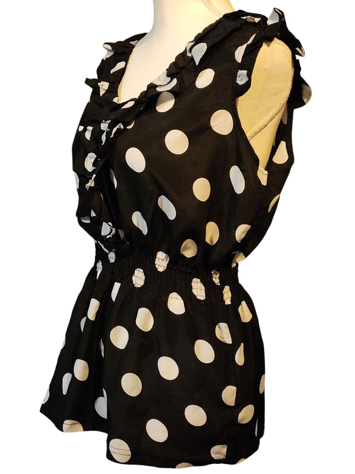 Designer Zoe Sundae Polka Dot Ruffle Sleeveless Women's Top Size L / US 10 / IT 46 - 5 Thumbnail