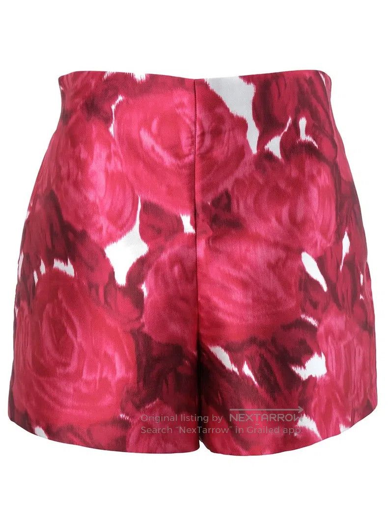 Valentino Red rose print shorts