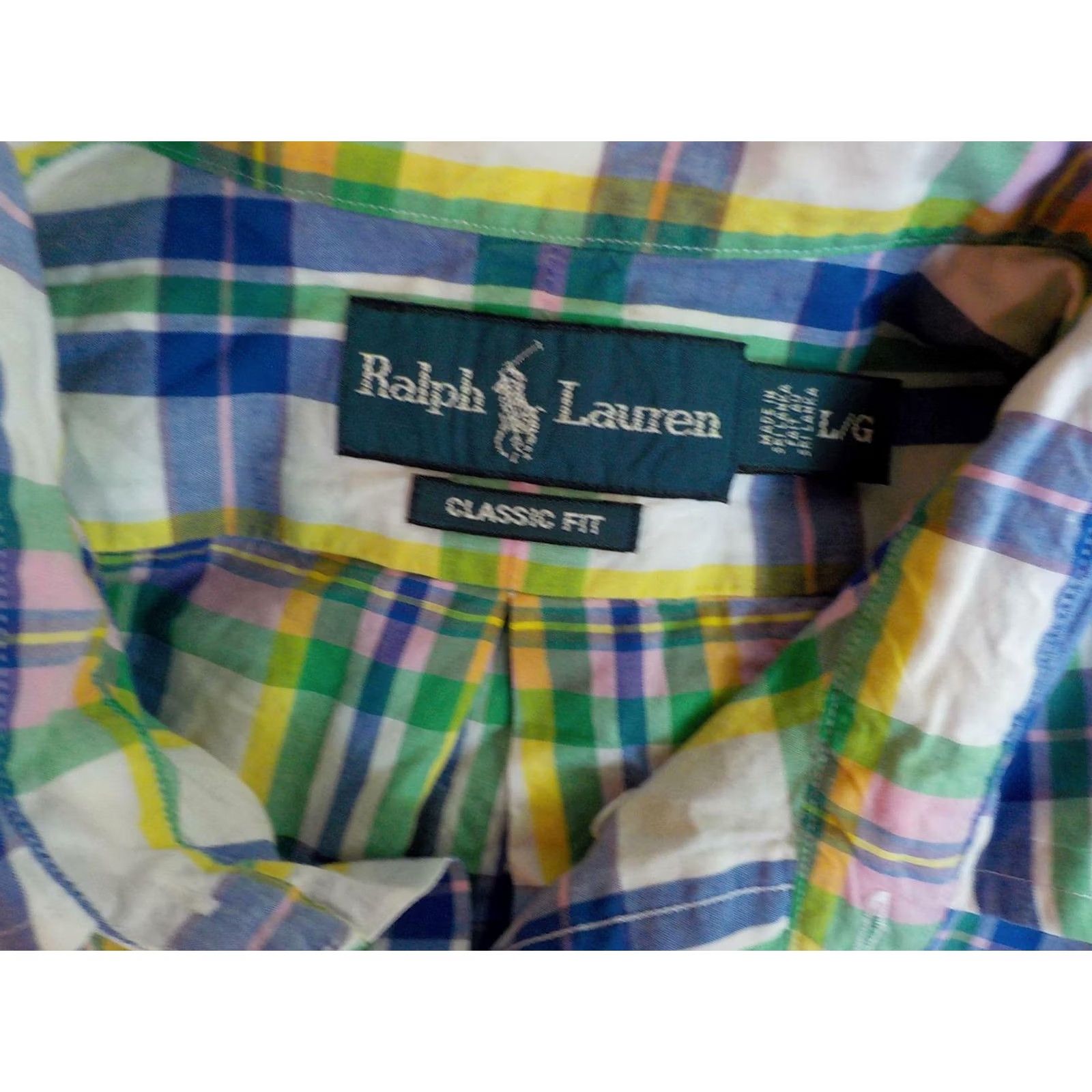 Ralph Lauren Ralph Lauren Classic Fit Plaid Button-Down SS Shirt L White/Blue/Green/Pink Mens Shirt Size US L / EU 52-54 / 3 - 4 Thumbnail