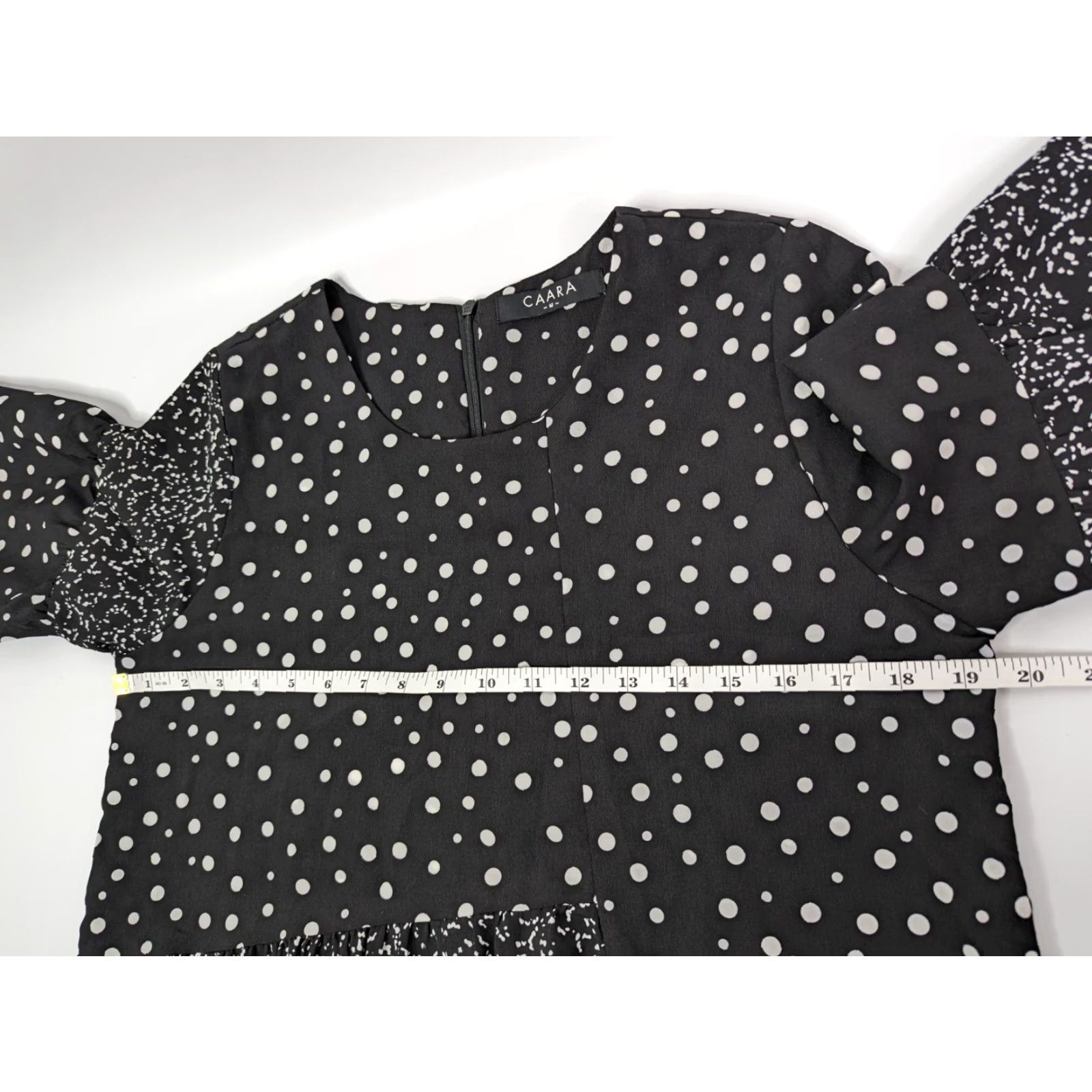 Vintage CAARA Womens Dress Millazo Black Polka Dot Short Sleeve Knee Length Casual Shift M Metro Size M / US 6-8 / IT 42-44 - 6 Thumbnail