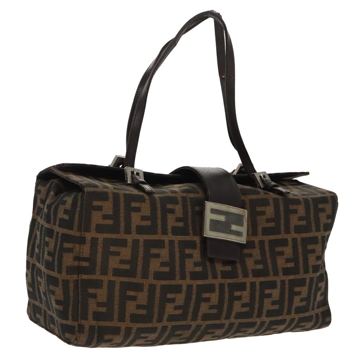 Fendi Zucca Canvas Mamma Baguette Shoulder Bag Brown Black, Women's