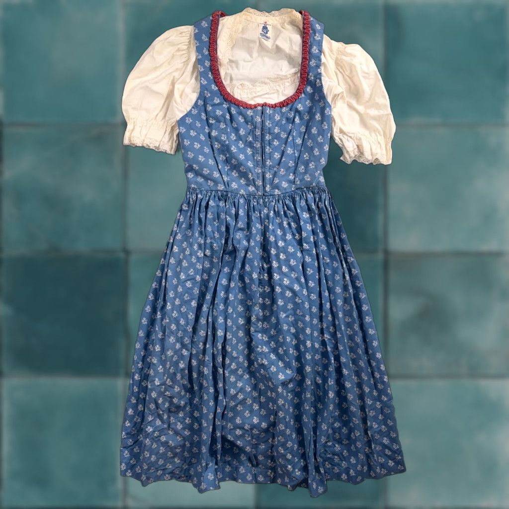 Vintage VINTAGE Wallach Wallach Volkskunfthaus Munchen Antique Dress German Smocked Handmade Dirndl 50s Gold 1900s Size XS / US 0-2 / IT 36-38 - 1 Thumbnail
