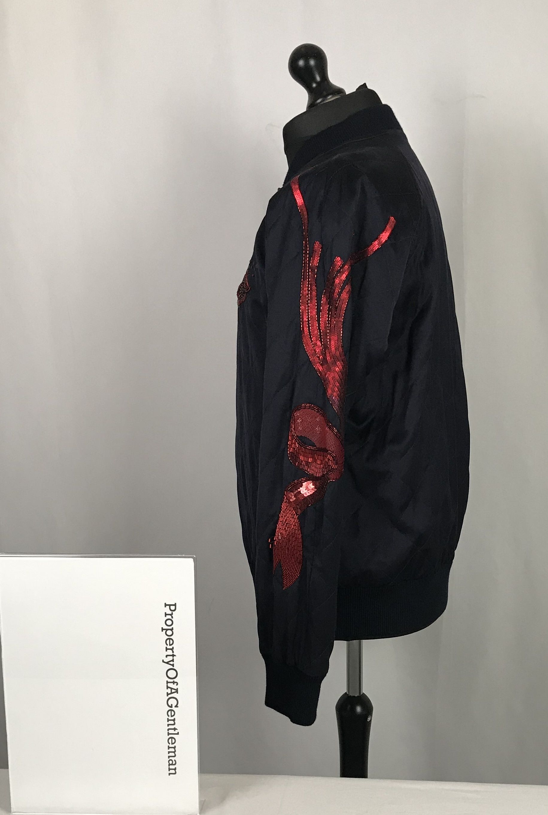 Dries Van Noten Black & Red Satin Embroidered Bomber Size US L / EU 52-54 / 3 - 4 Thumbnail
