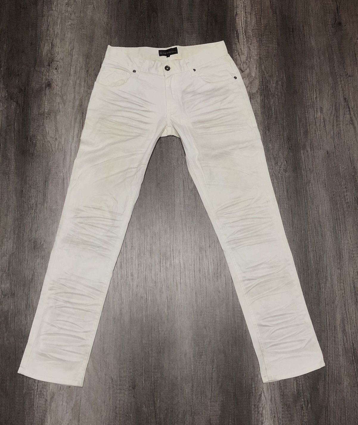 In The Attic × Japanese Brand In The Attic Homme White Slim Fit Distressed Jeans Size US 29 - 12 Thumbnail