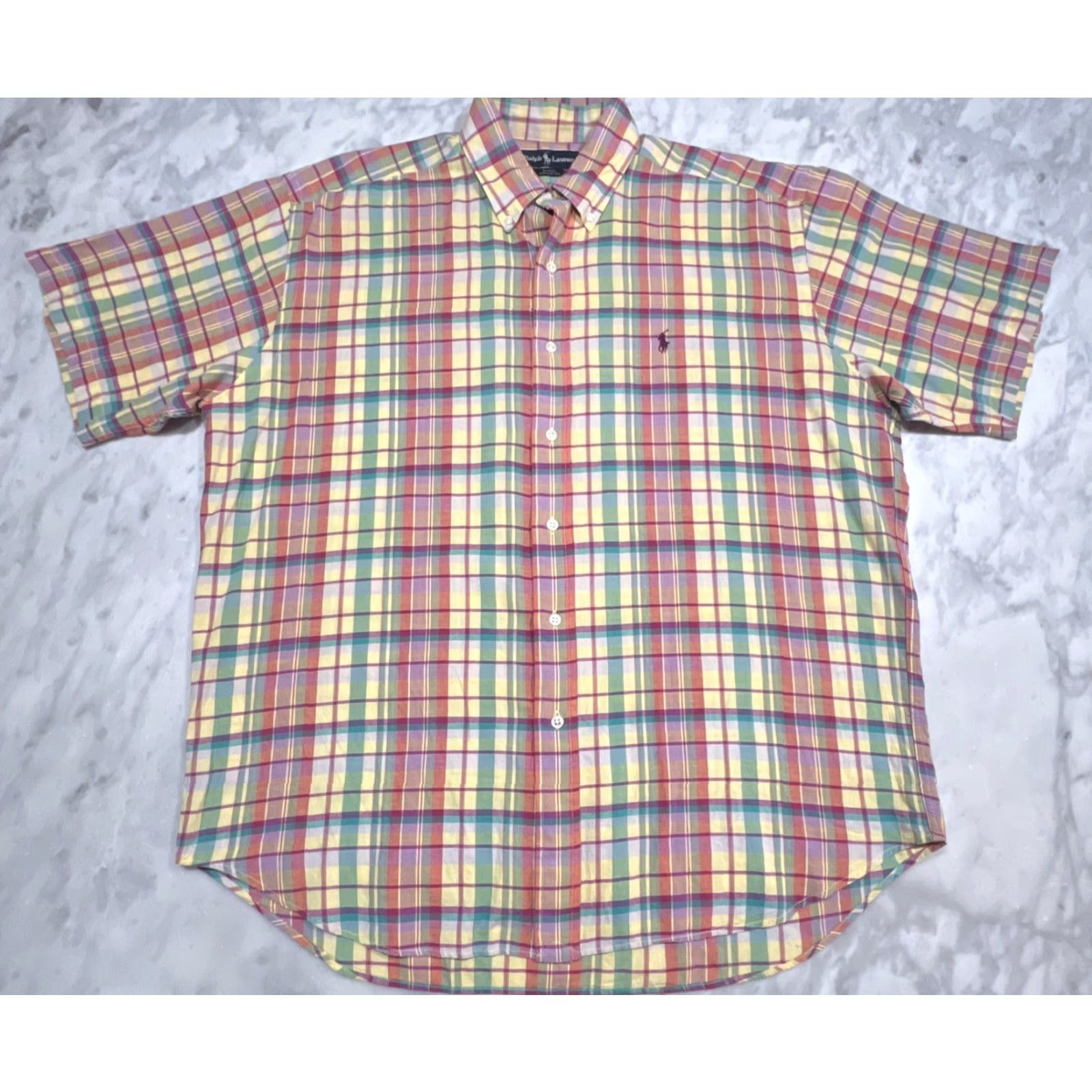 Ralph Lauren Ralph Lauren Shirt Men L Blake Plaid Short Sleeve Button-Down Colorful Cotton Size US L / EU 52-54 / 3 - 3 Thumbnail