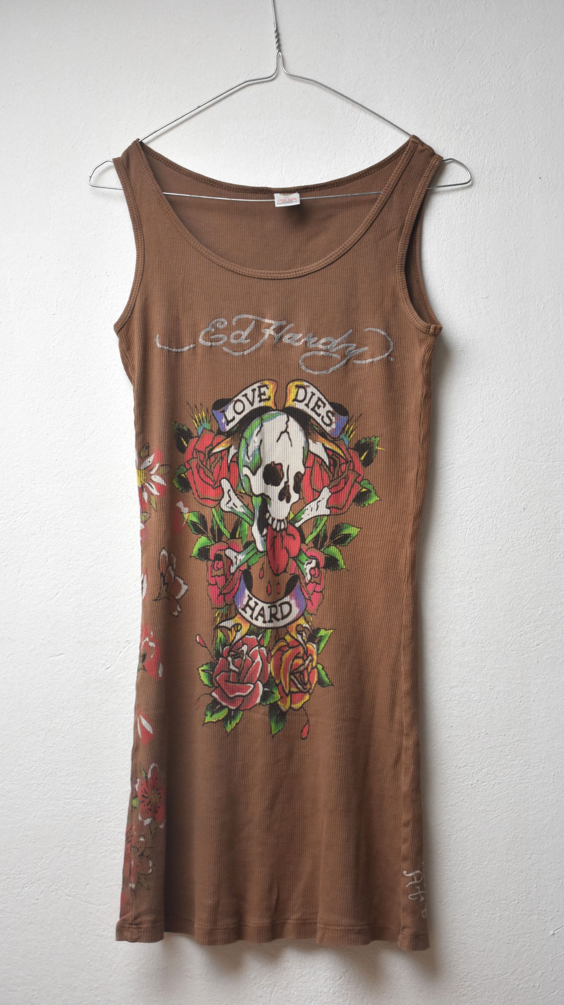 Christian Audigier vintage Ed Hardy summer night dress t-shirt skull rose Size ONE SIZE - 2 Thumbnail