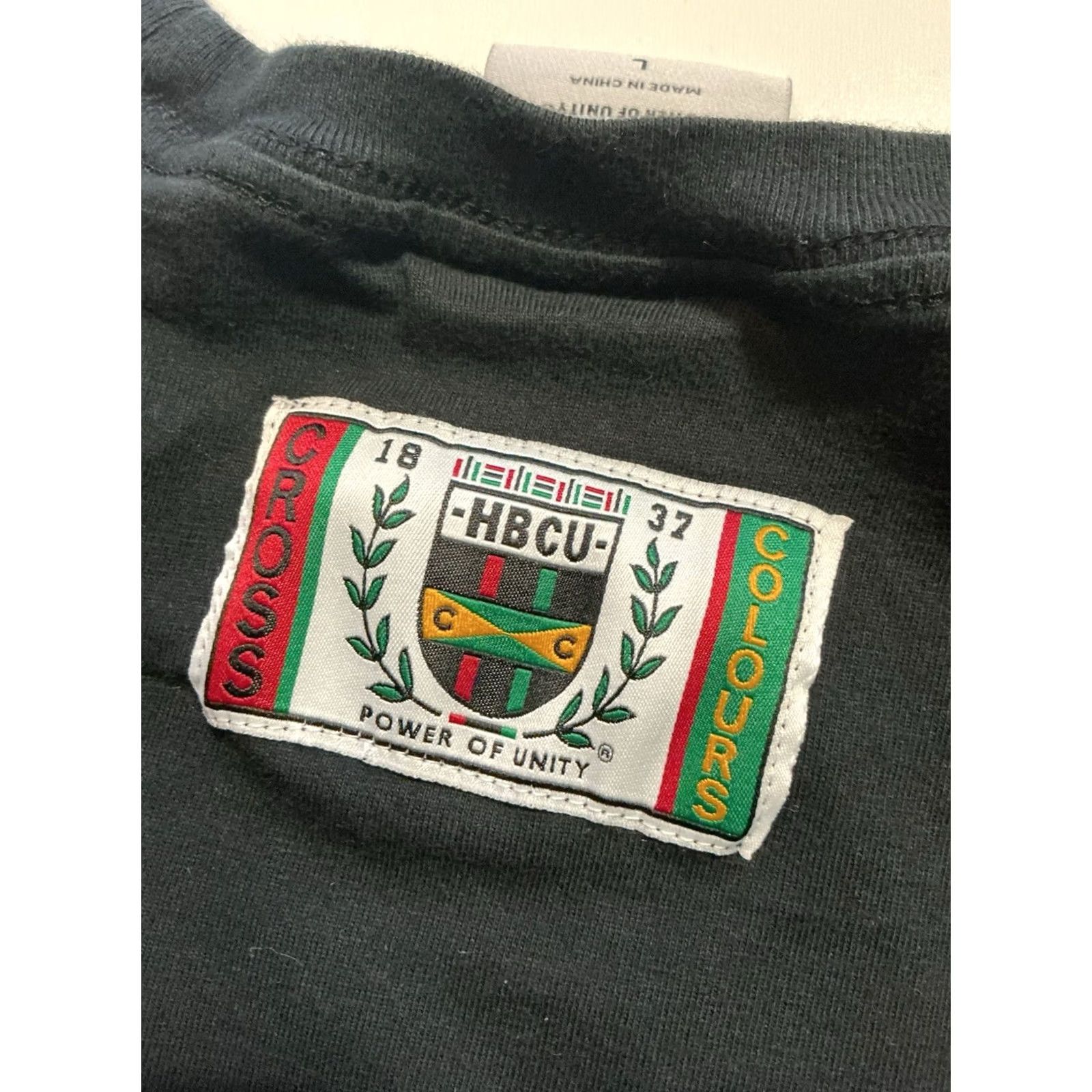 Vintage Cross Colours HBCU Homecoming Power Of Unity Black Graphic S/S T-Shirt Sz L Mens Large Size US L / EU 52-54 / 3 - 7 Thumbnail